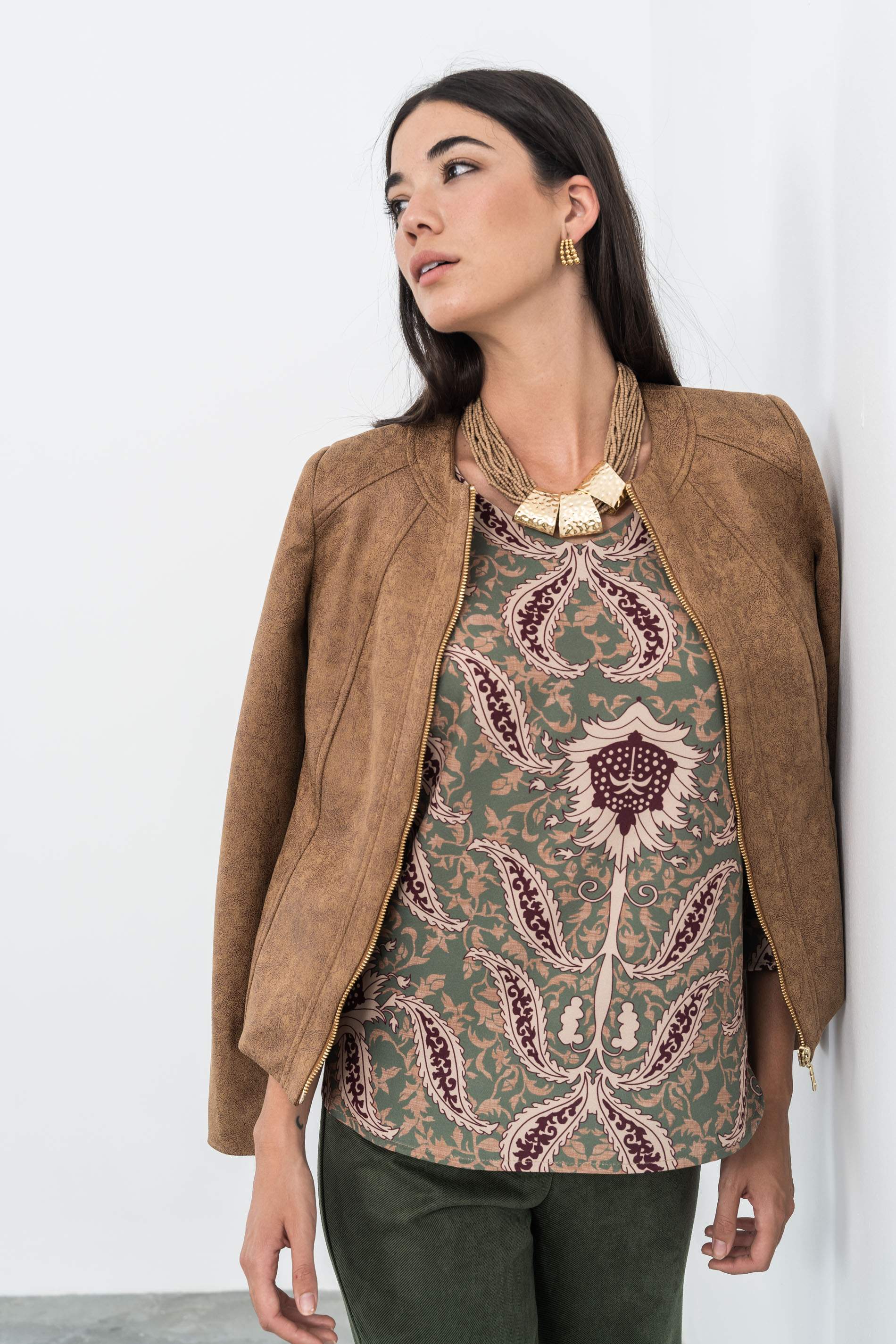 BLUSA ESTAMPADO CACHEMIRE KAKI