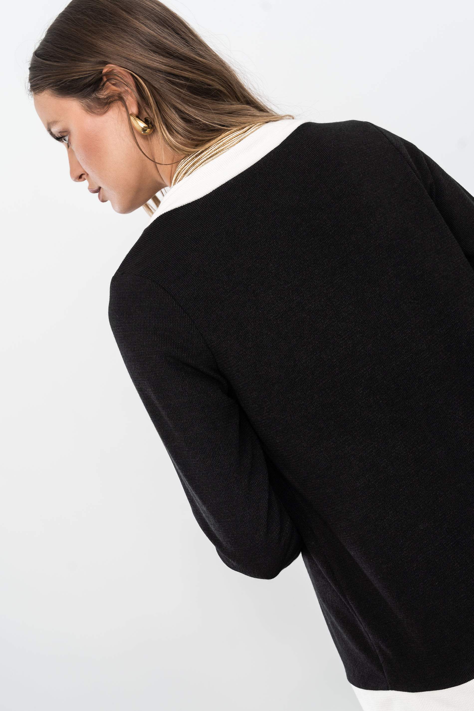 CHAQUETA PUNTO TEXTURA BICOLOR NEGRO