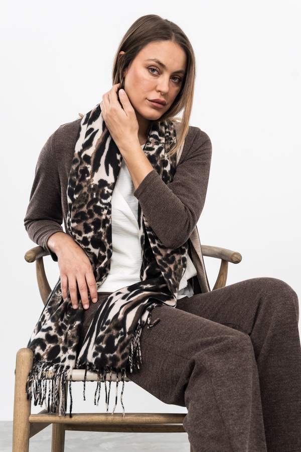 CHAQUETA PUNTO TEXTURA BICOLOR CHOCOLATE