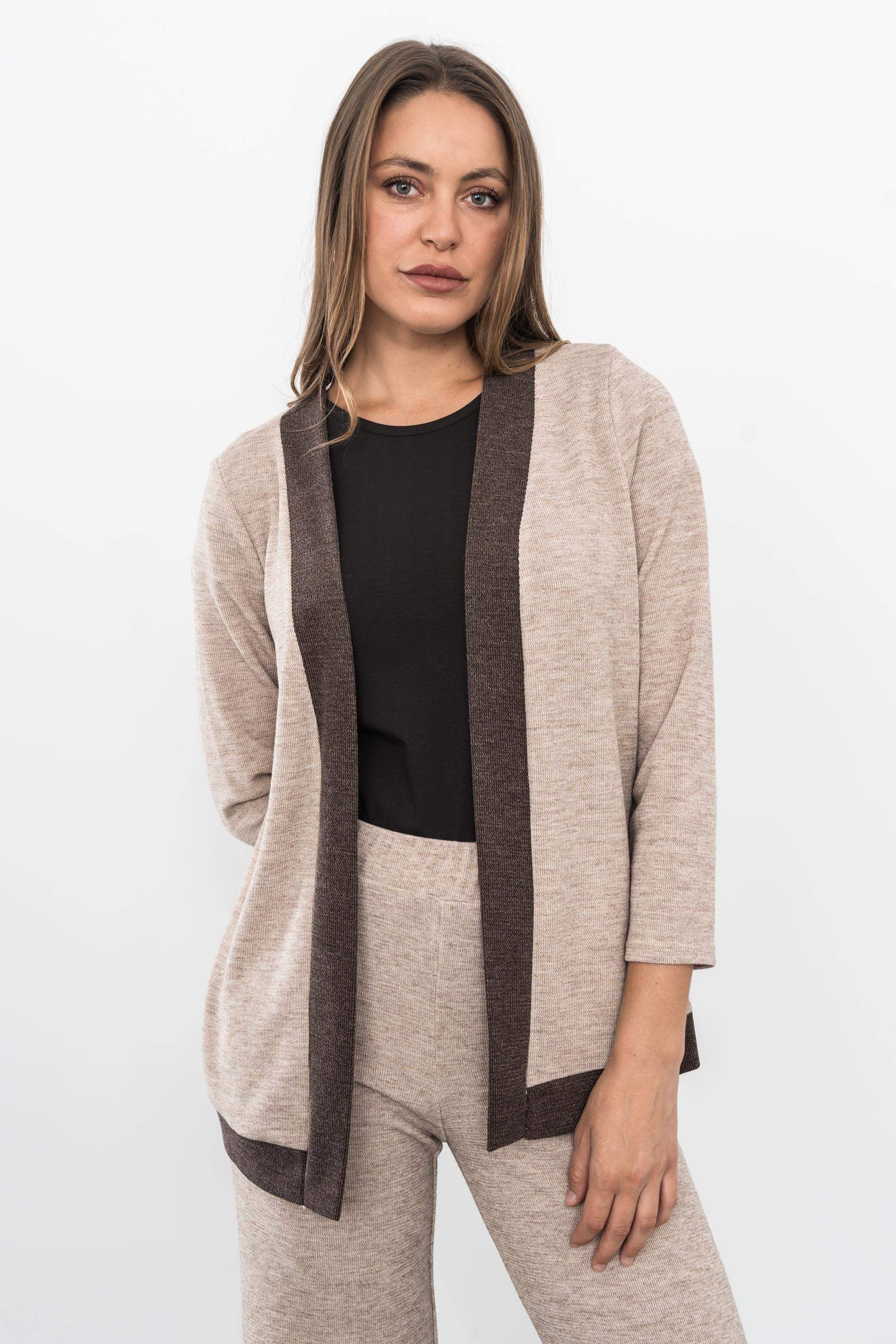 CHAQUETA PUNTO TEXTURA BIOCLOR BEIGE