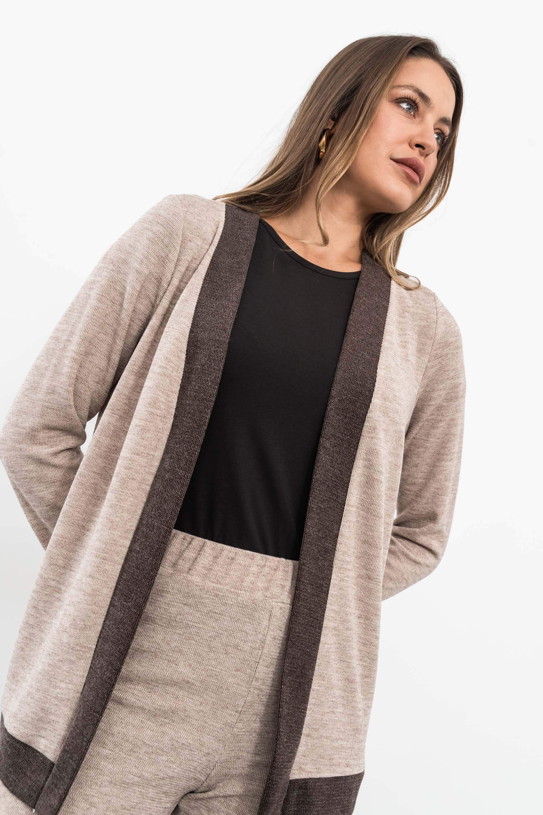 CHAQUETA PUNTO TEXTURA BIOCLOR BEIGE