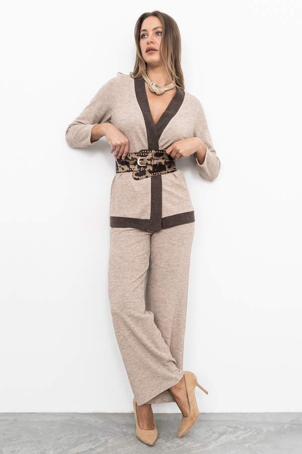 CHAQUETA PUNTO TEXTURA BIOCLOR BEIGE