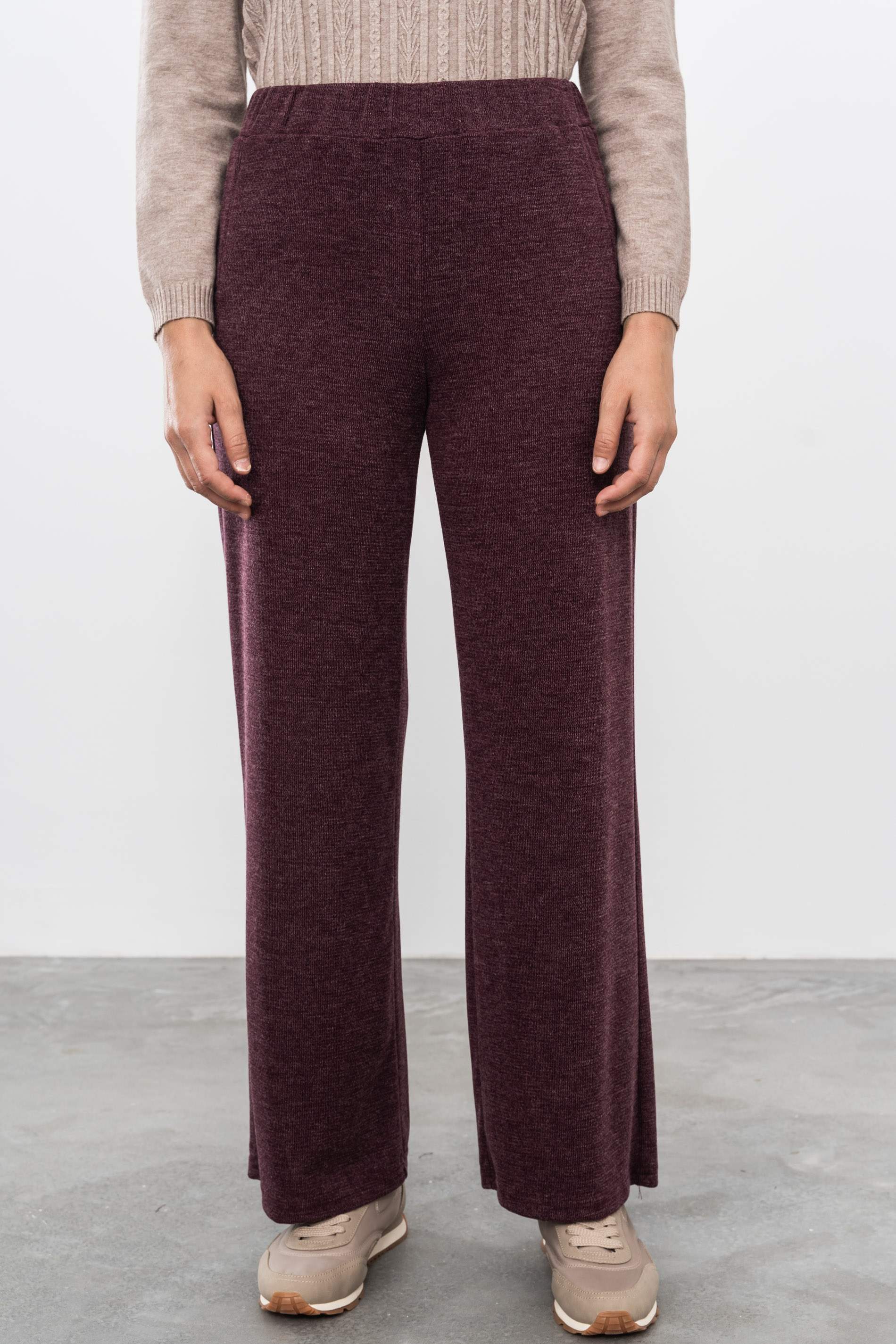 PANTALÓN PUNTO TEXTURA BURDEOS