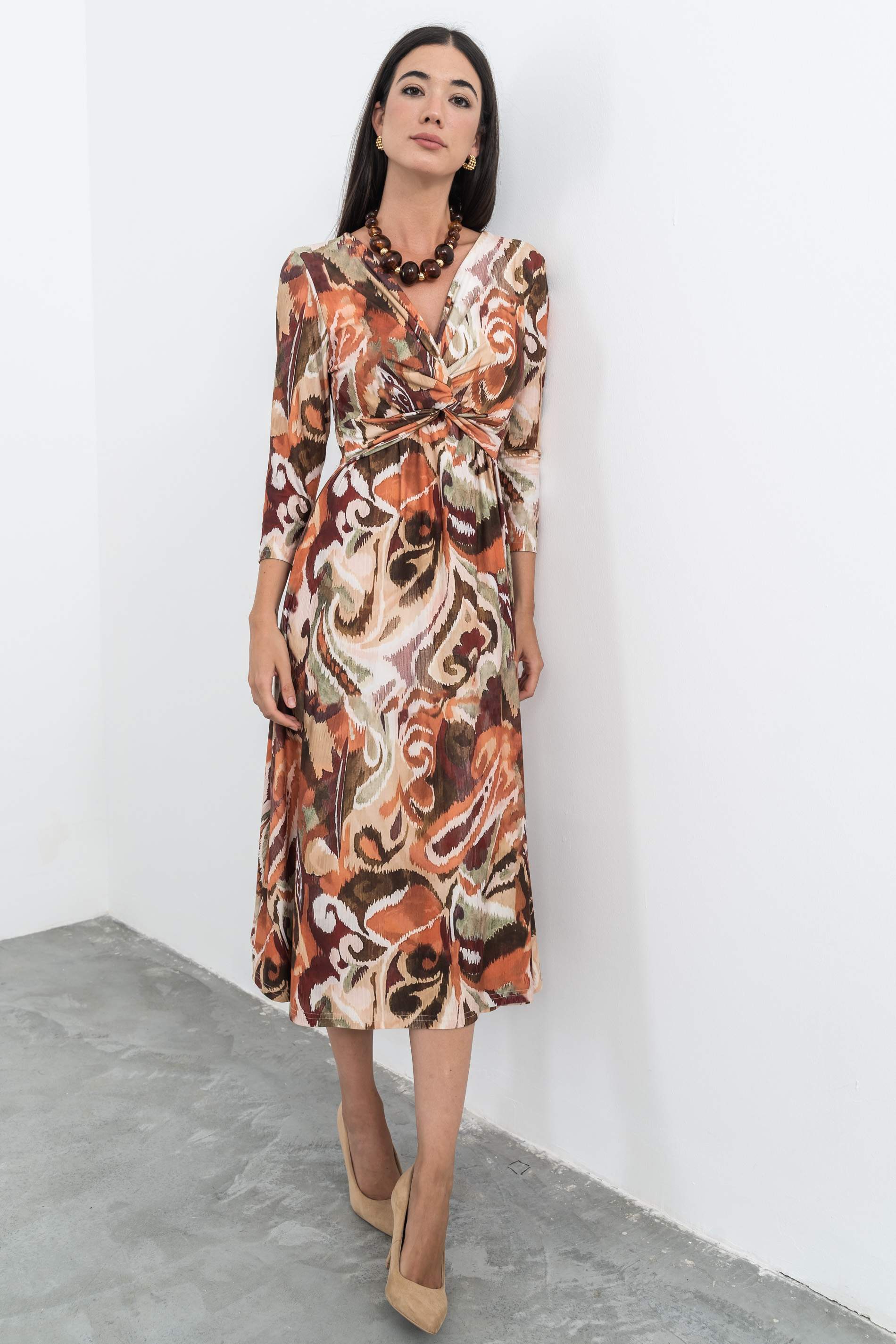 VESTIDO NUDO ESTAMPADO MULTICOLOR