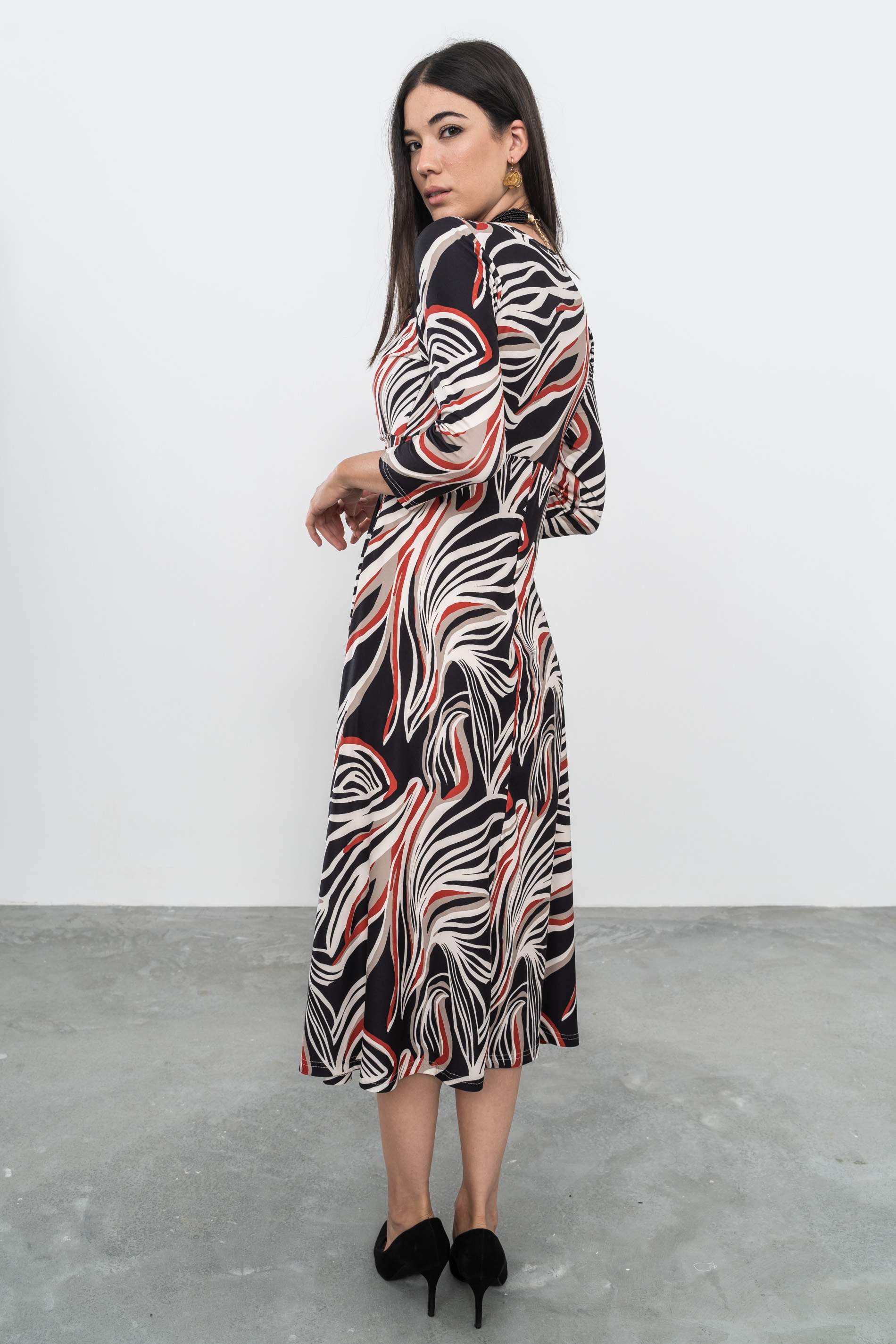 VESTIDO NUDO ESTAMPADO HOJAS