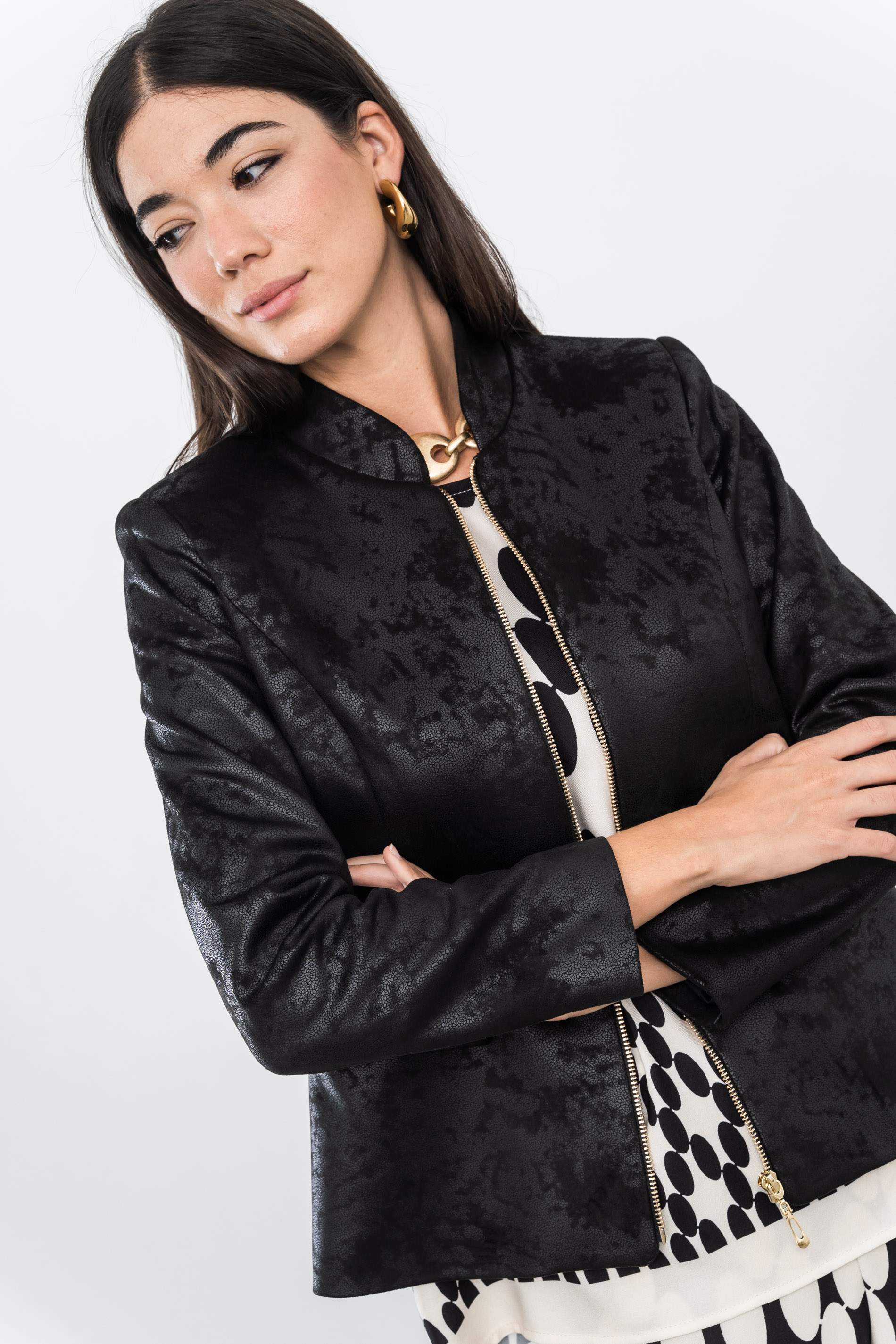 CHAQUETA POLIPIEL CREMALLERA NEGRO