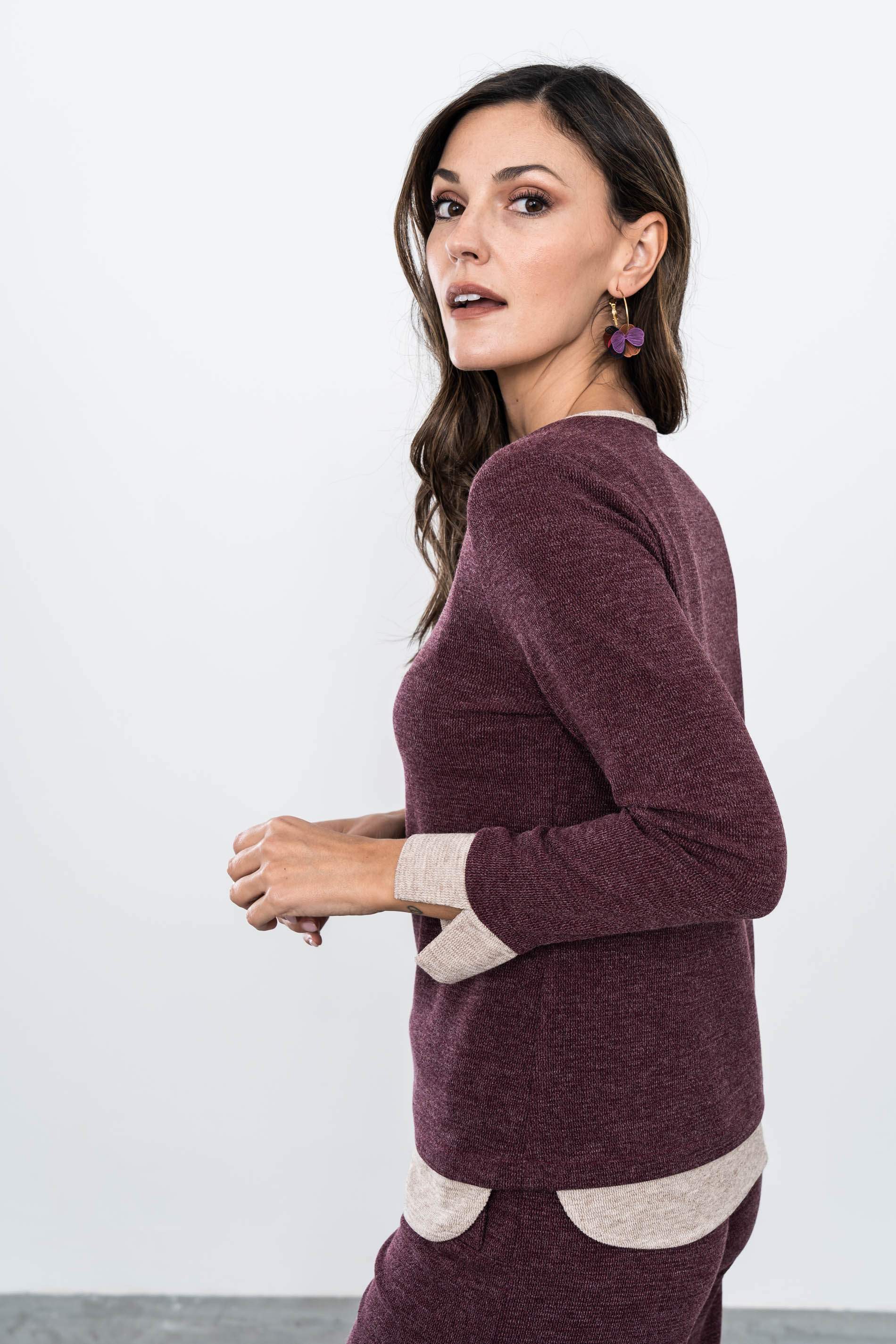 JERSEY COMBINADO TEXTURA BURDEOS