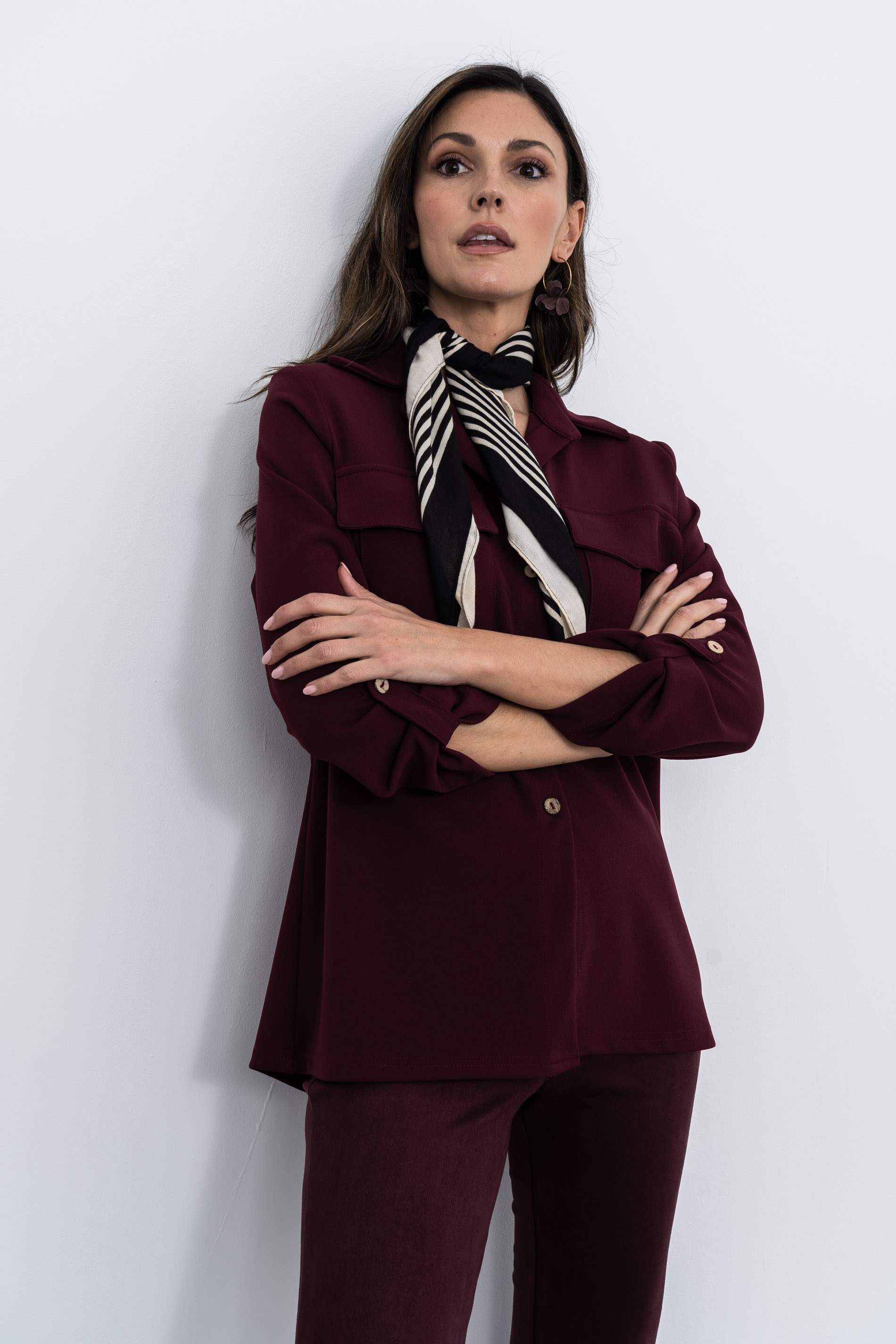 PANTALÓN PIJAMERO EFECTO ANTE BURDEOS