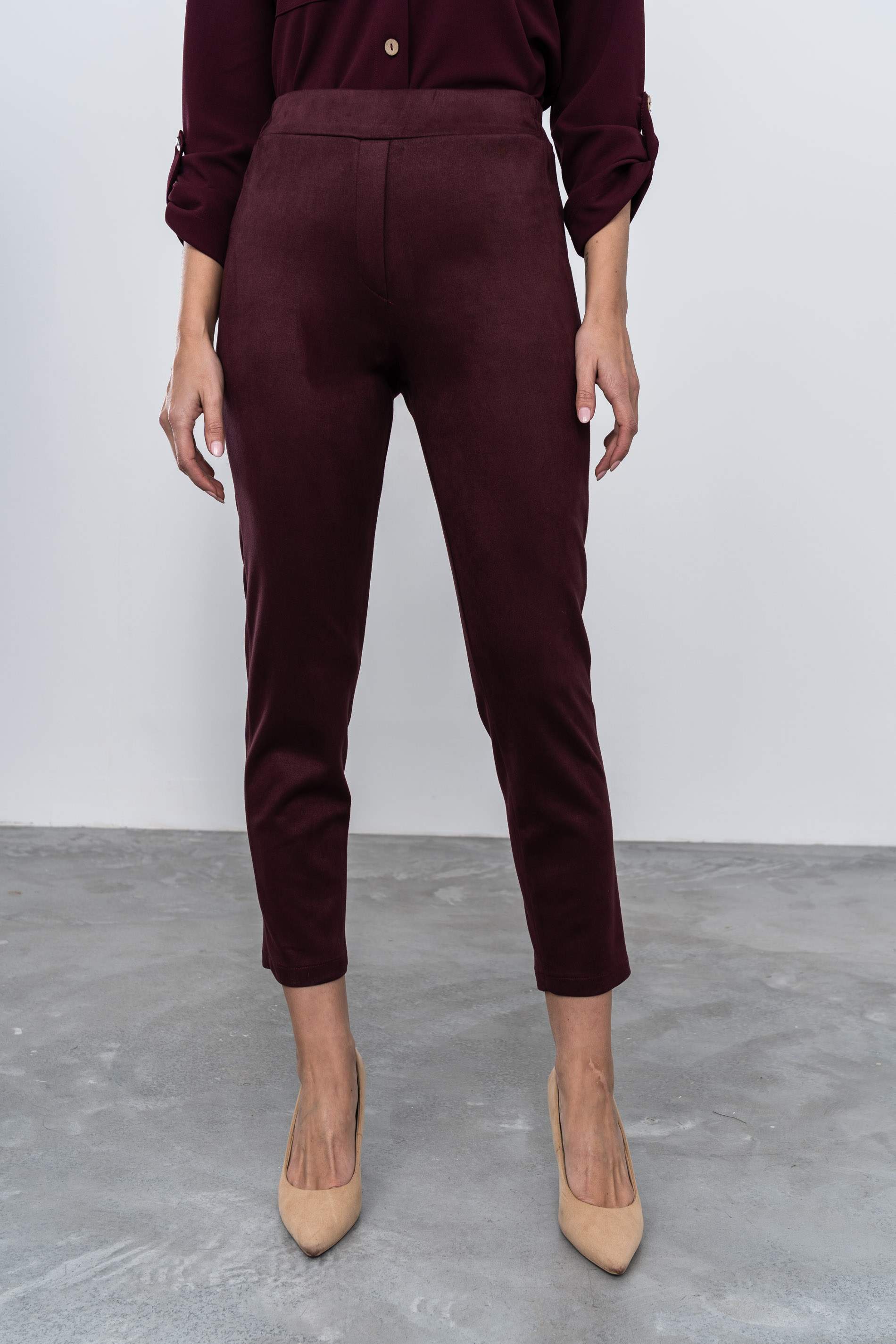 PANTALÓN PIJAMERO EFECTO ANTE BURDEOS