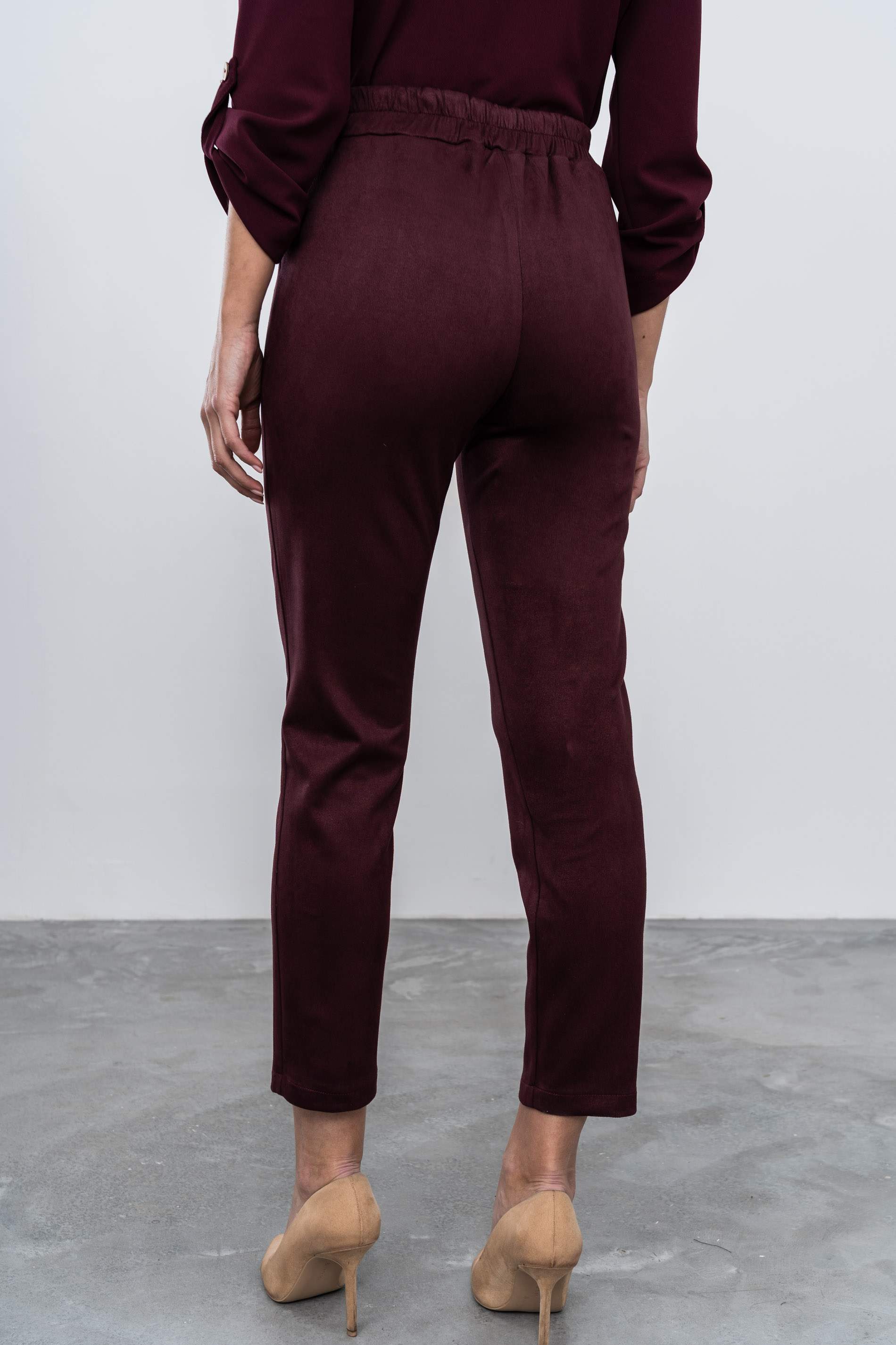 PANTALÓN PIJAMERO EFECTO ANTE BURDEOS