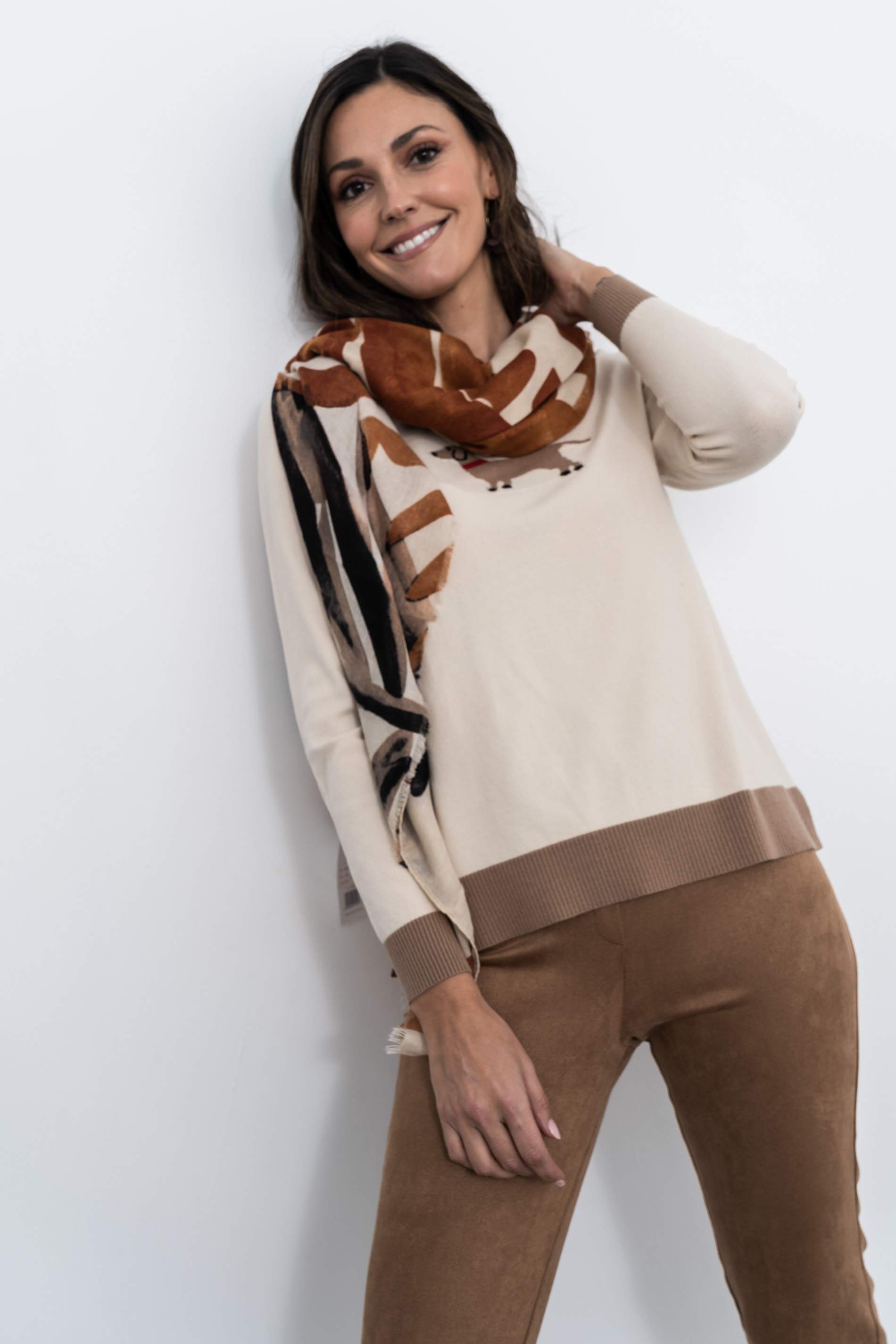 PANTALÓN PIJAMERO EFECTO ANTE CAMEL