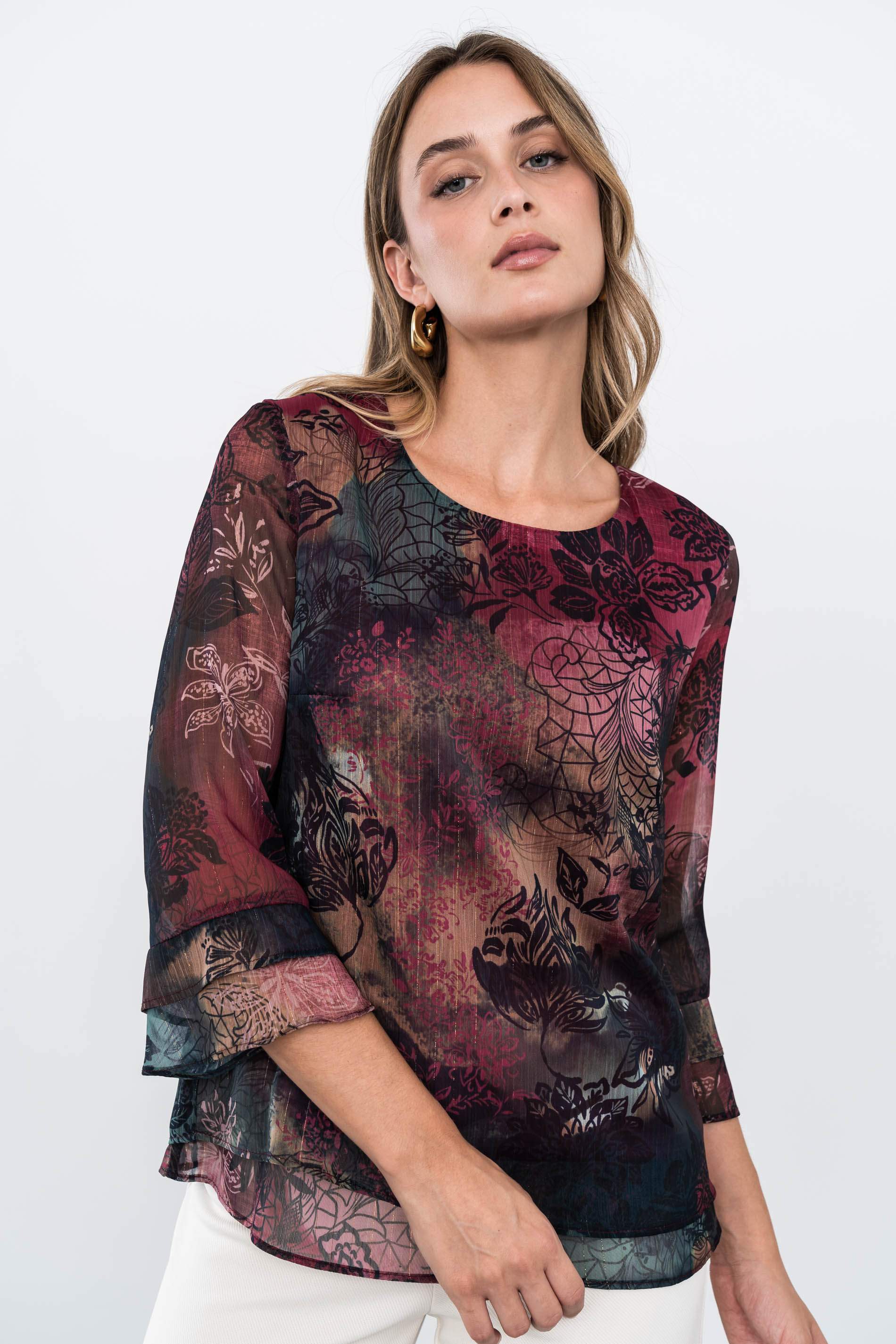 BLUSA DOBLE CAPA GRANATE