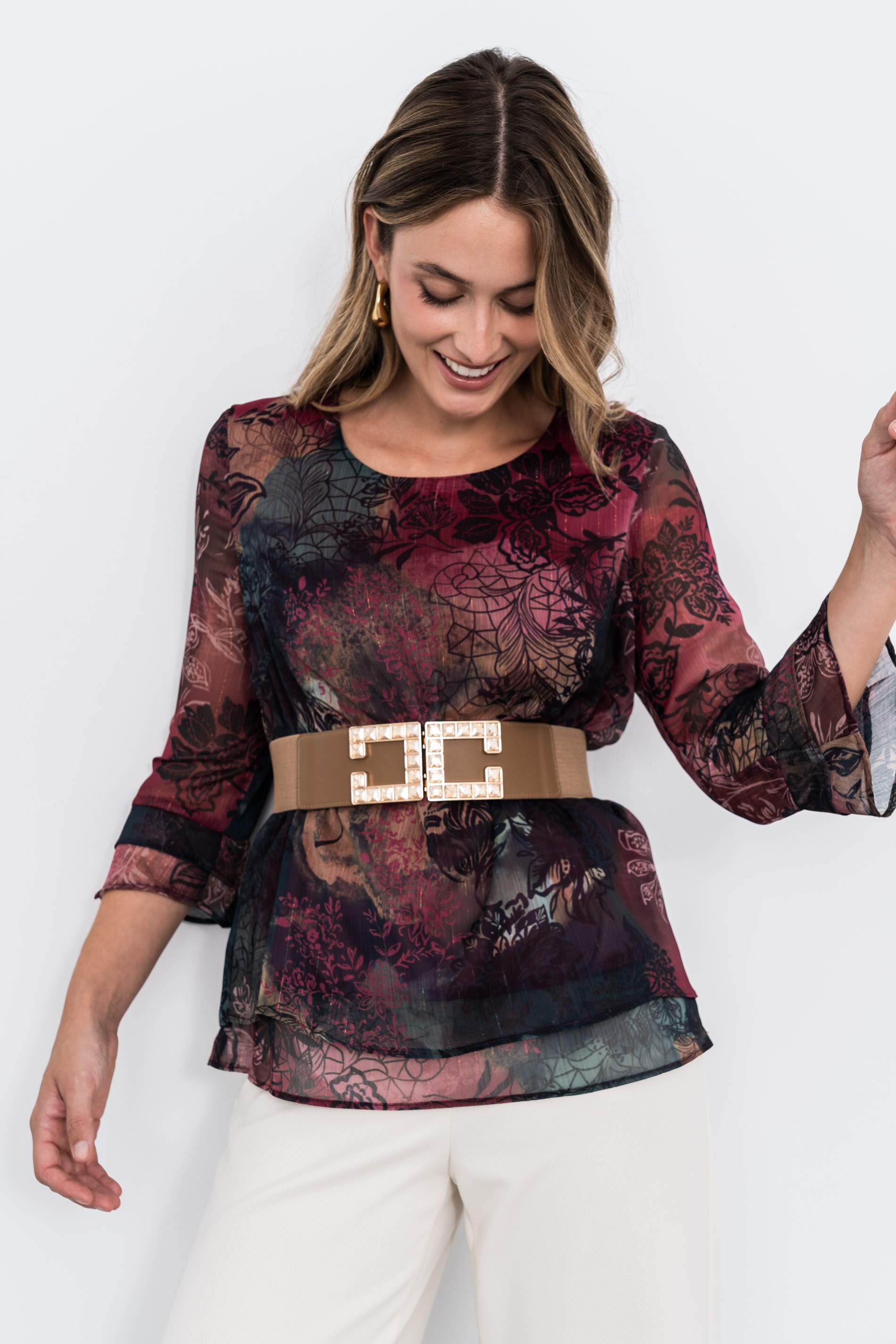 BLUSA DOBLE CAPA GRANATE