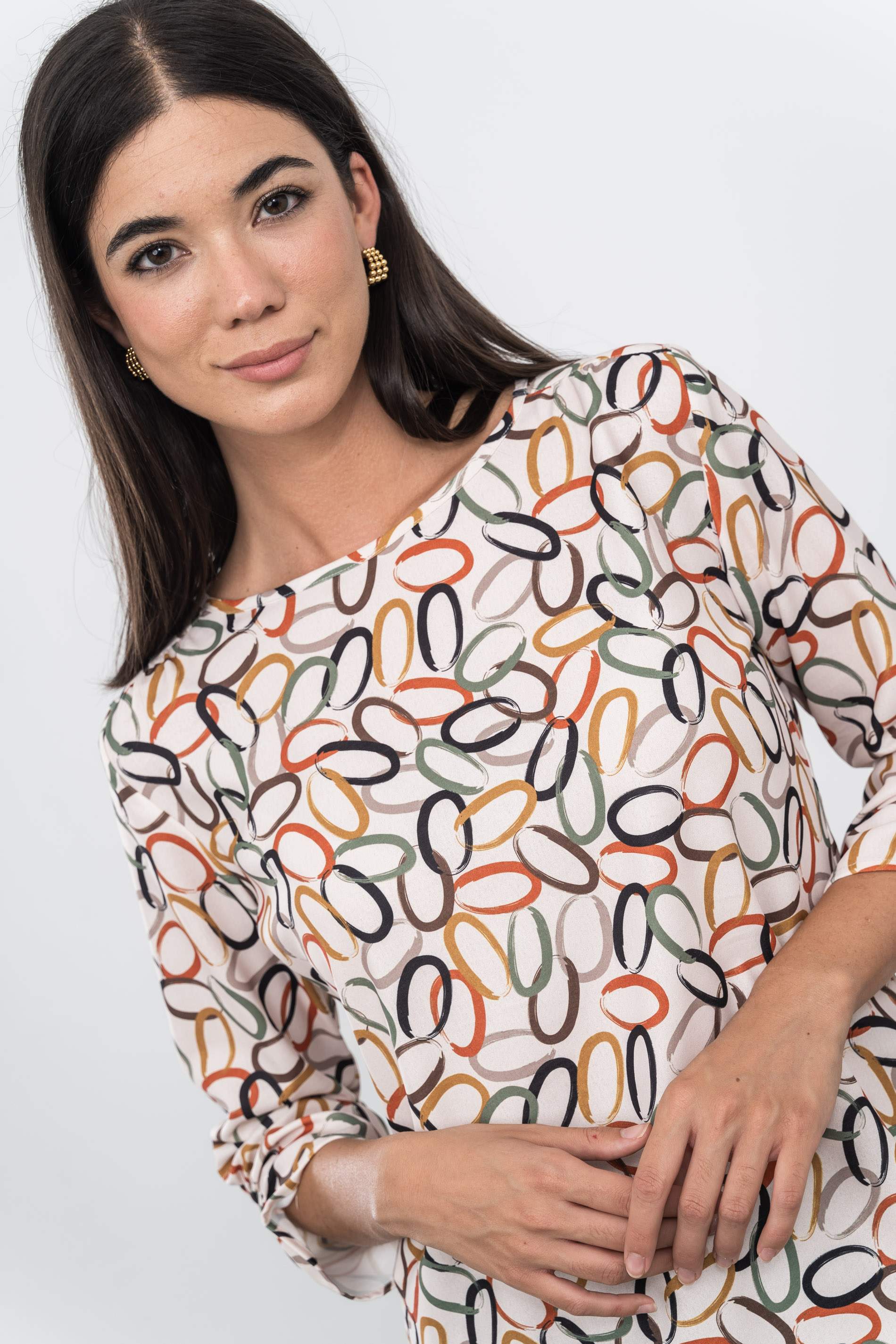 BLUSA PUÑO FRUNCIDO CÍRCULOS