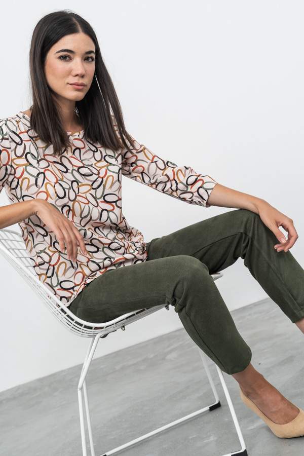 BLUSA PUÑO FRUNCIDO CÍRCULOS