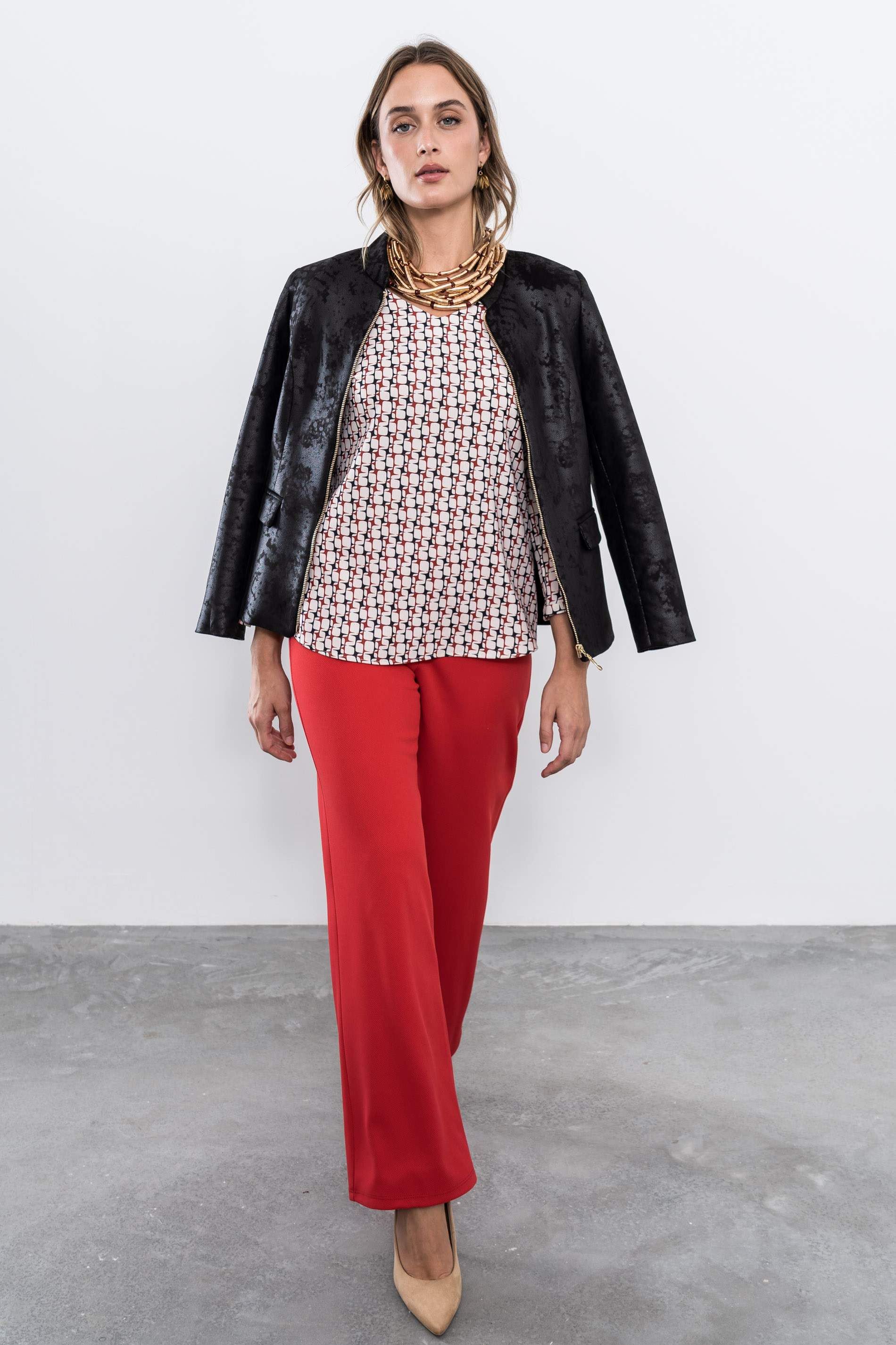 BLUSA GEOMÉTRICOS CUELLO PICO