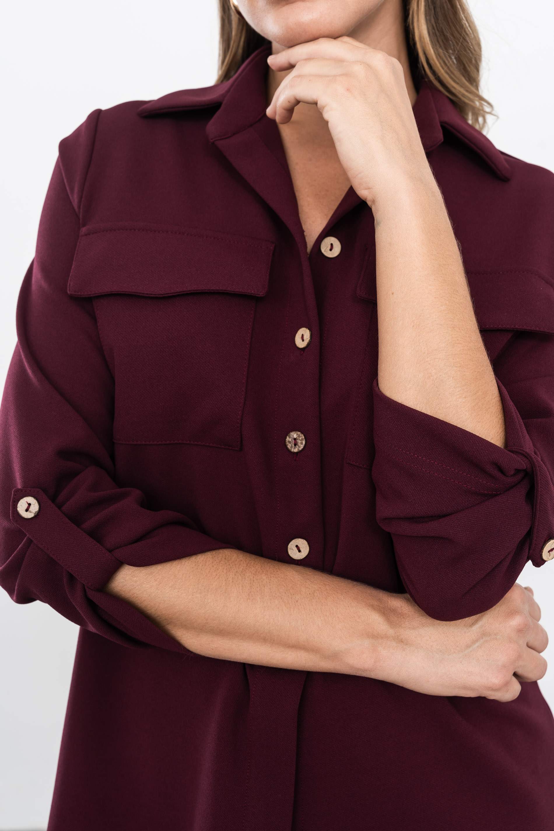 SOBRECAMISA BOLSILLOS GRANATE
