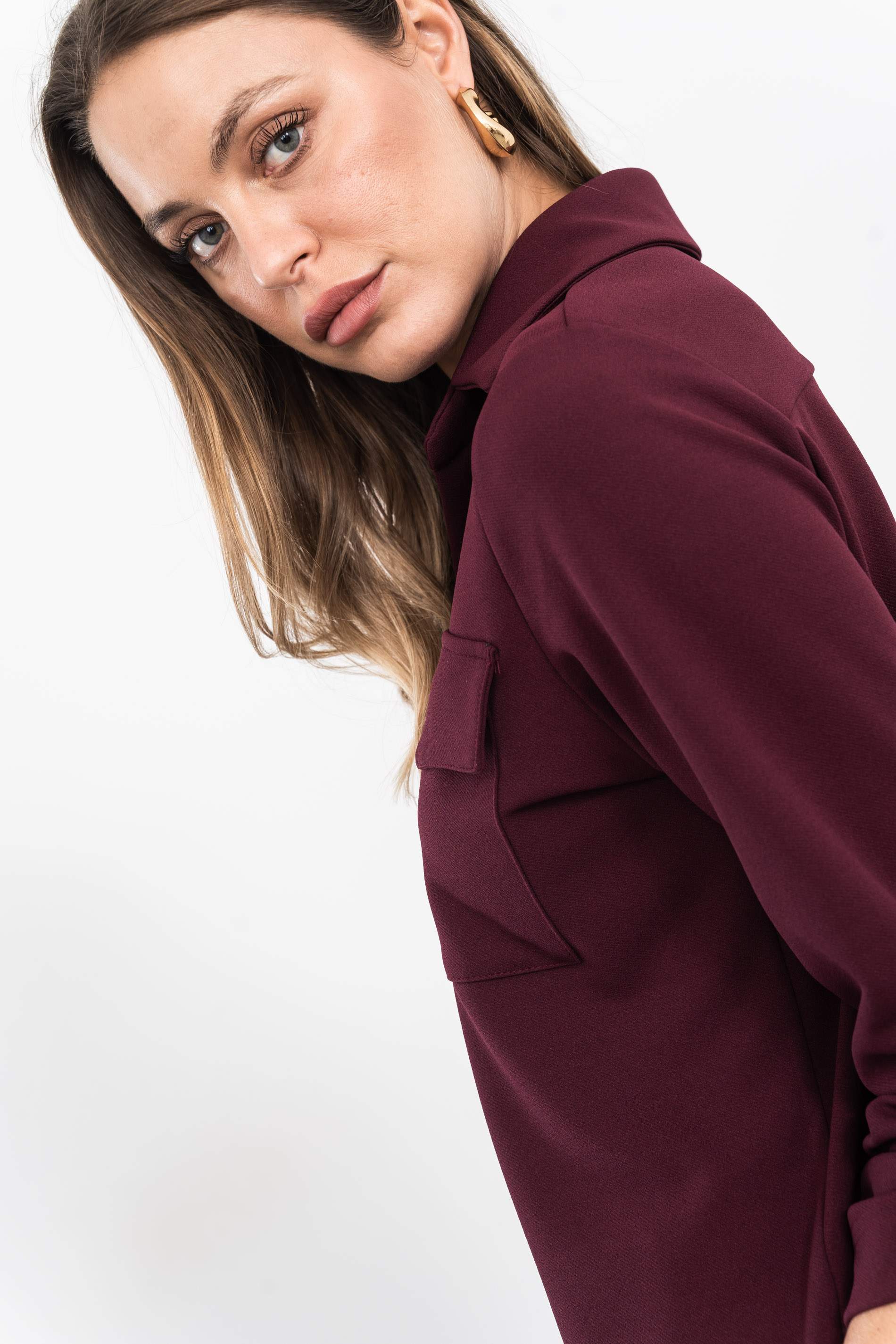 SOBRECAMISA BOLSILLOS GRANATE
