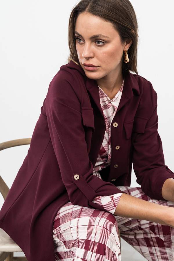 SOBRECAMISA BOLSILLOS GRANATE