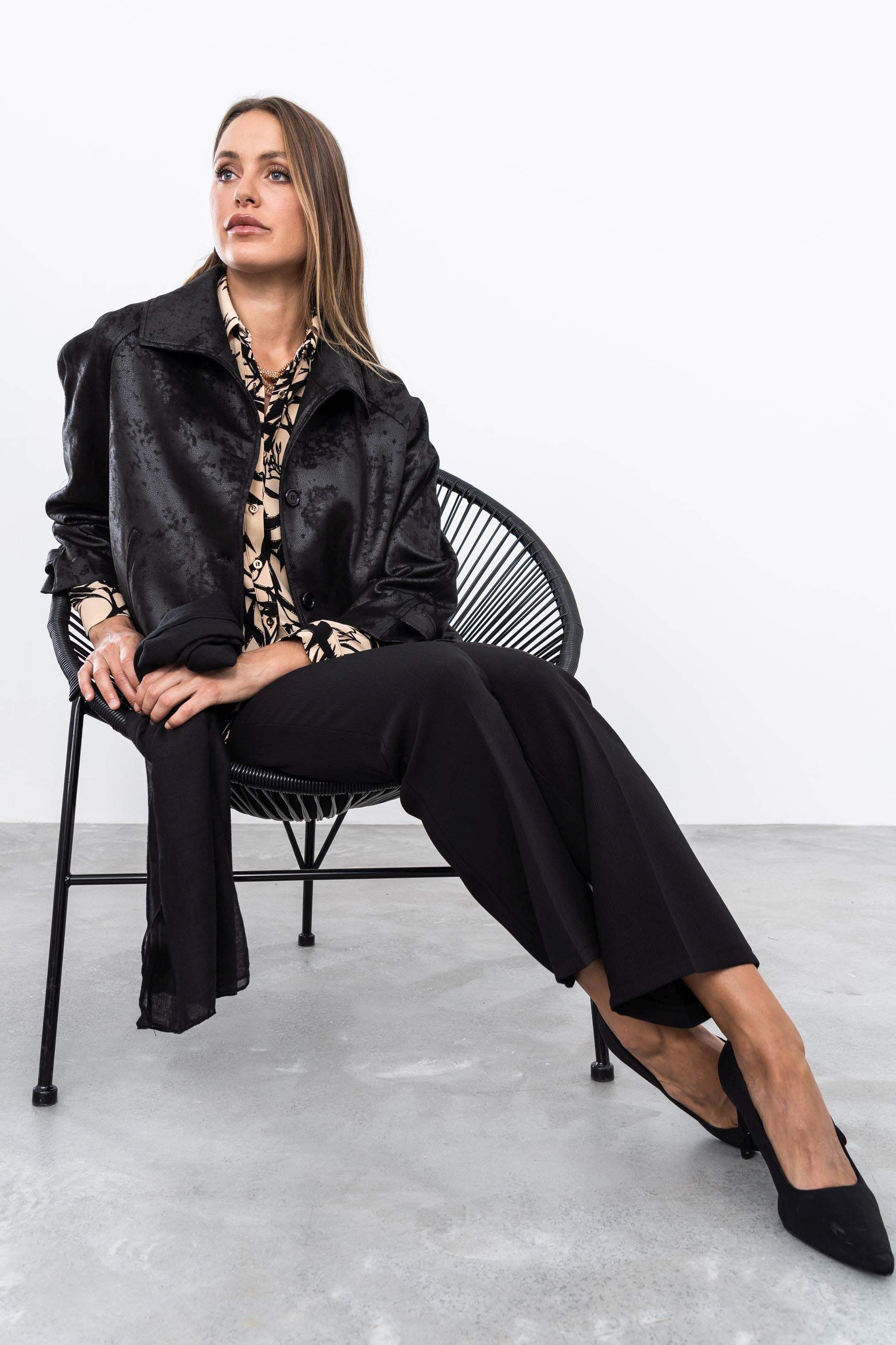 CHAQUETA POLIPIEL BOTONES NEGRO