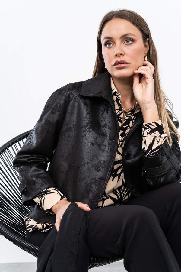 CHAQUETA POLIPIEL BOTONES NEGRO