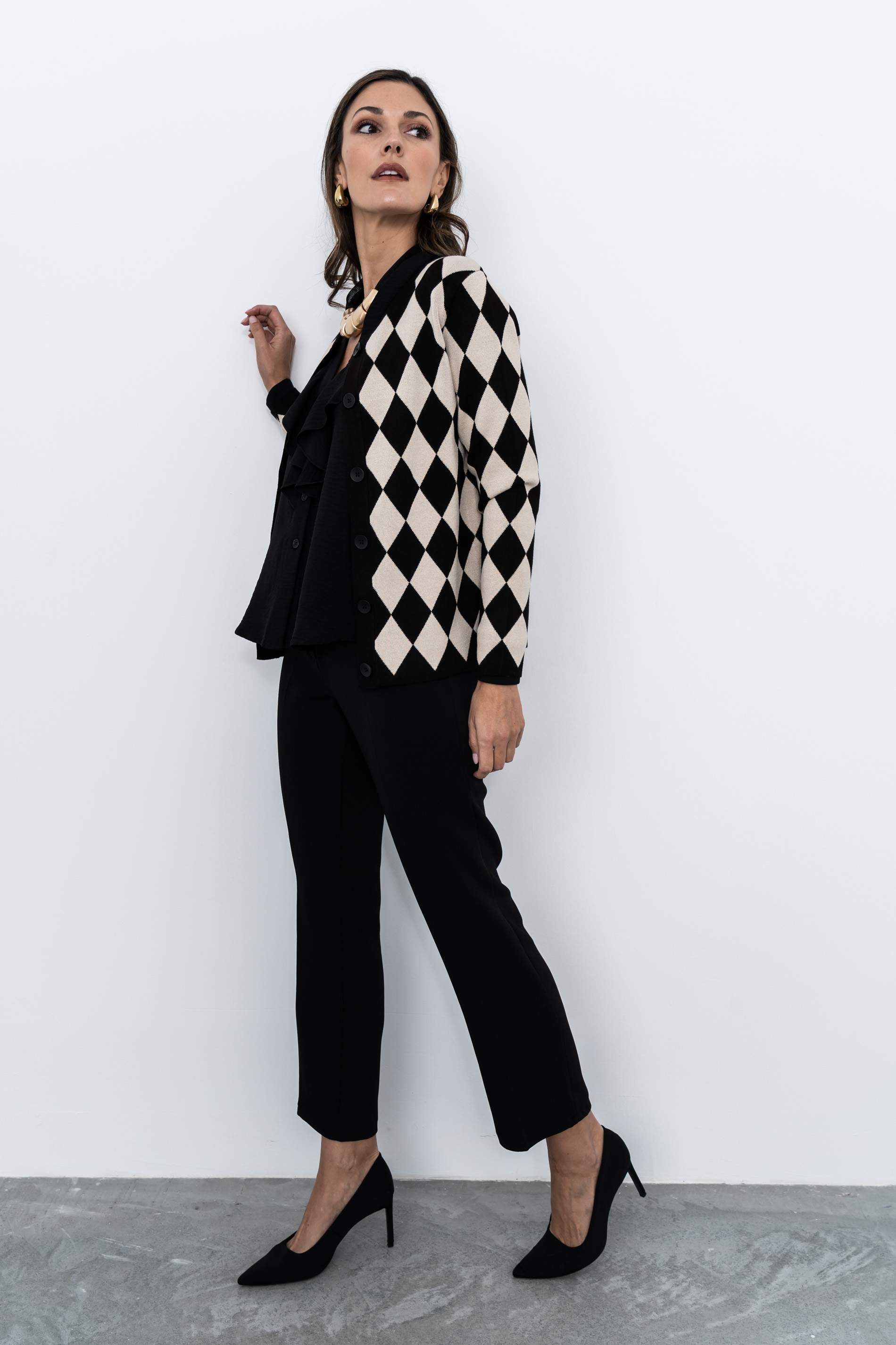 BLUSA VOLANTE MANGA LARGA NEGRO