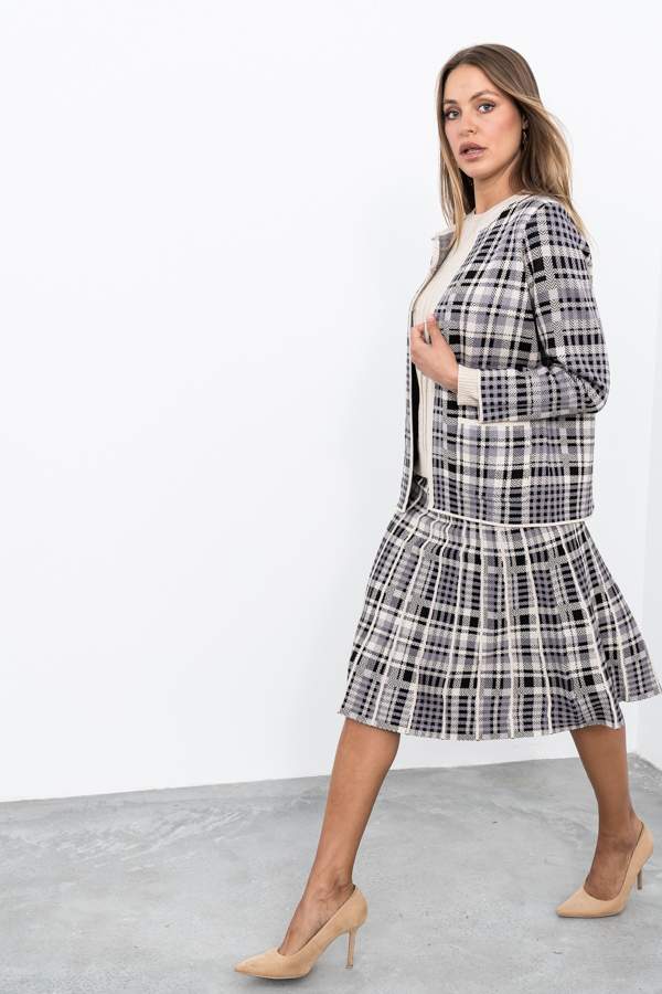 FALDA PLISADA PUNTO CUADROS