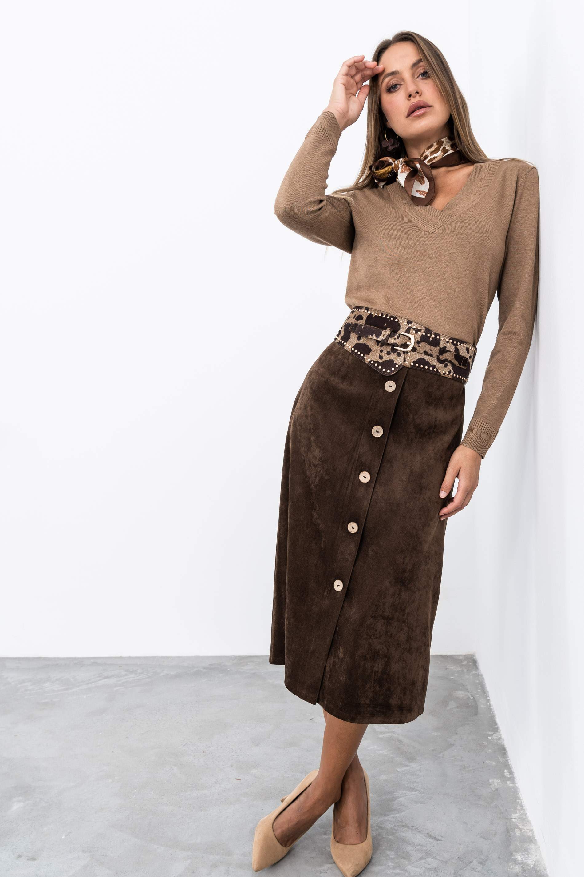 JERSEY CUELLO PICO DETALLE TAUPE