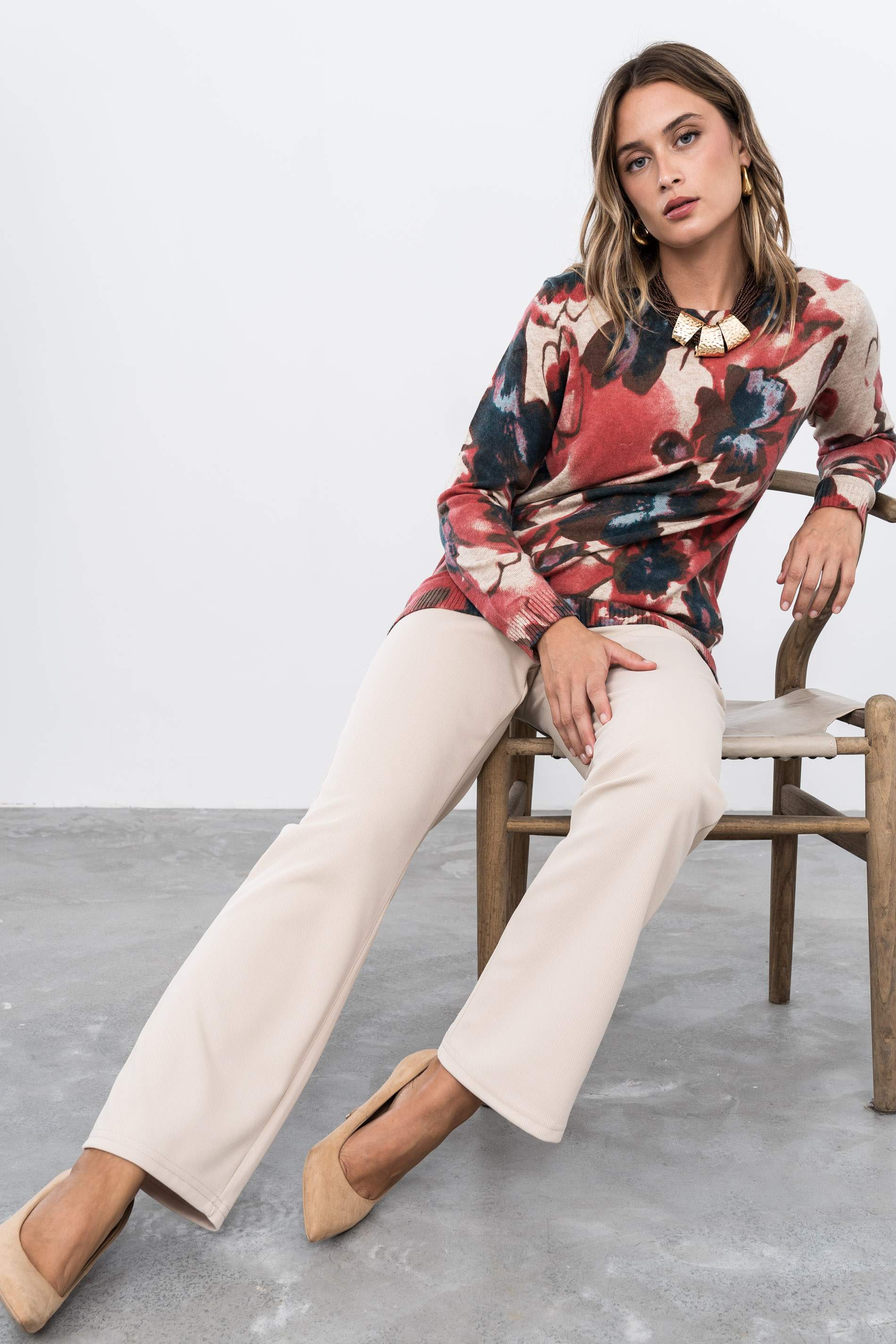 JERSEY ESTAMPADO FLORAL BURDEOS