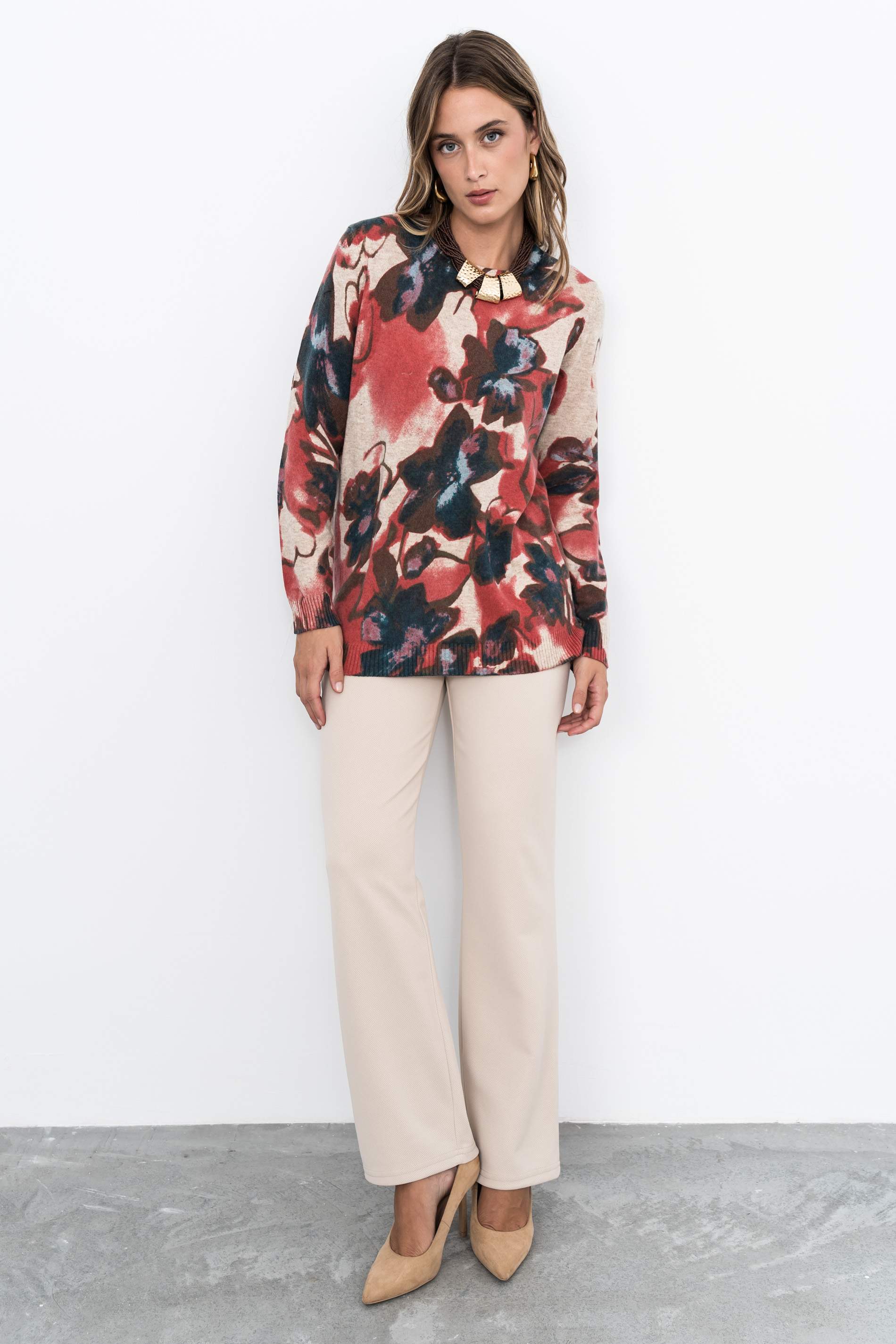 JERSEY ESTAMPADO FLORAL BURDEOS