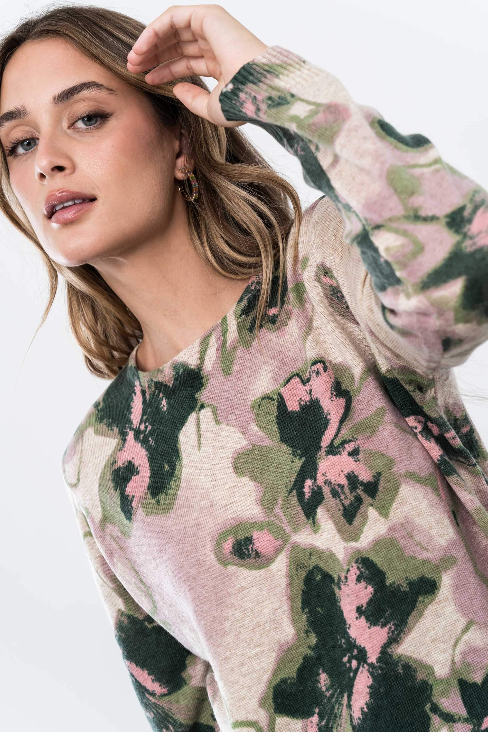 JERSEY ESTAMPADO FLORAL ROSA