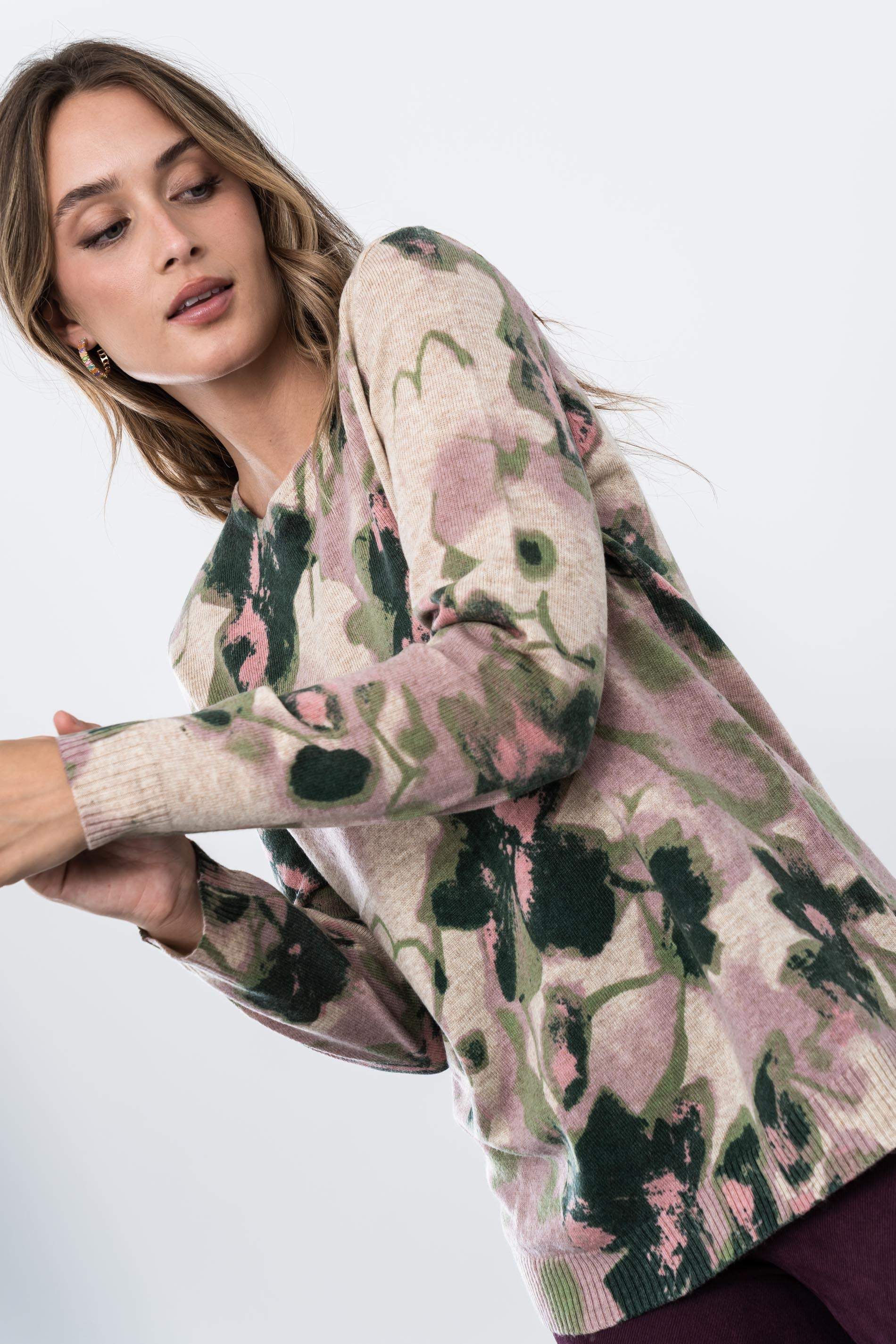 JERSEY ESTAMPADO FLORAL ROSA