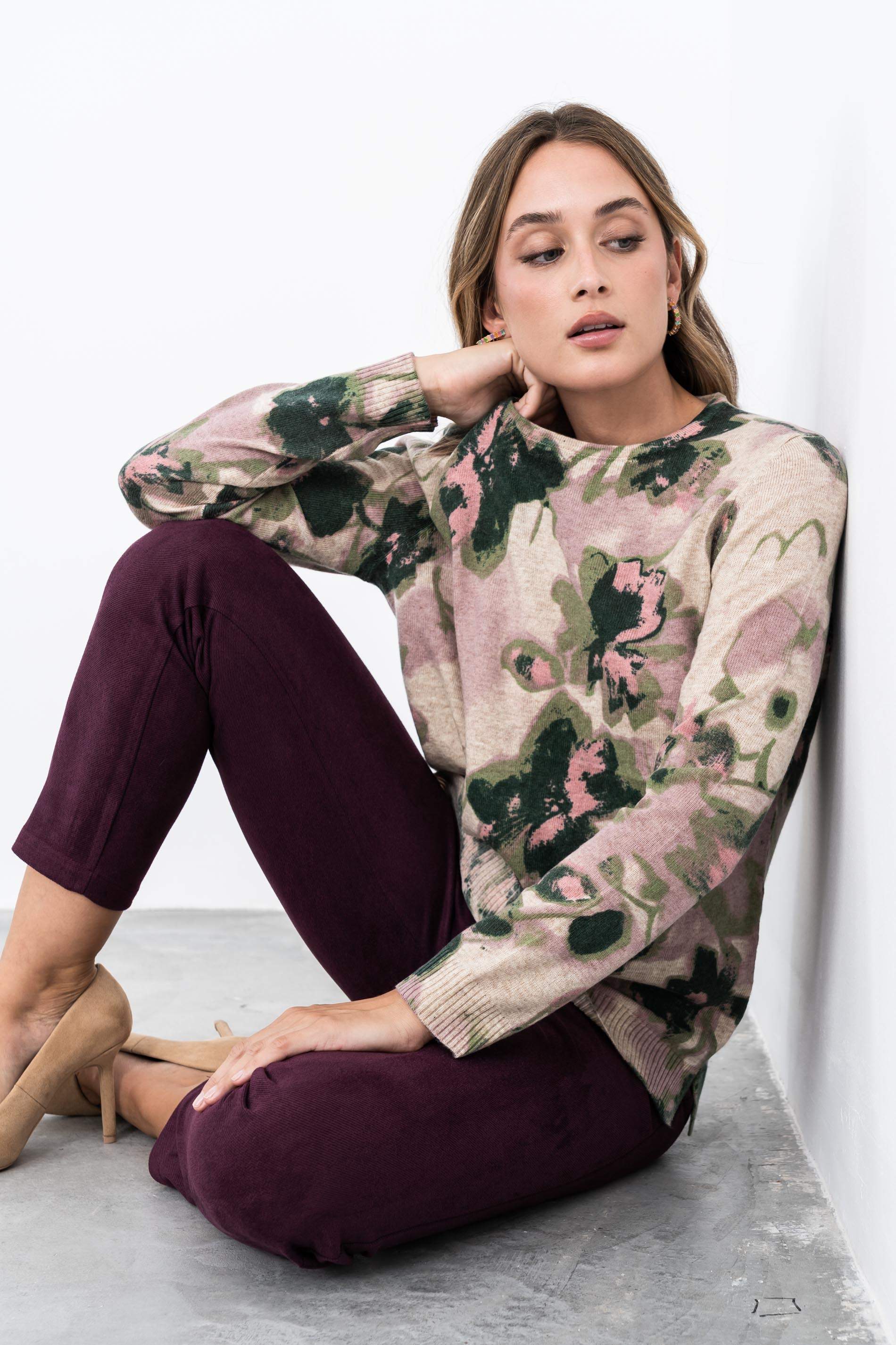 JERSEY ESTAMPADO FLORAL ROSA