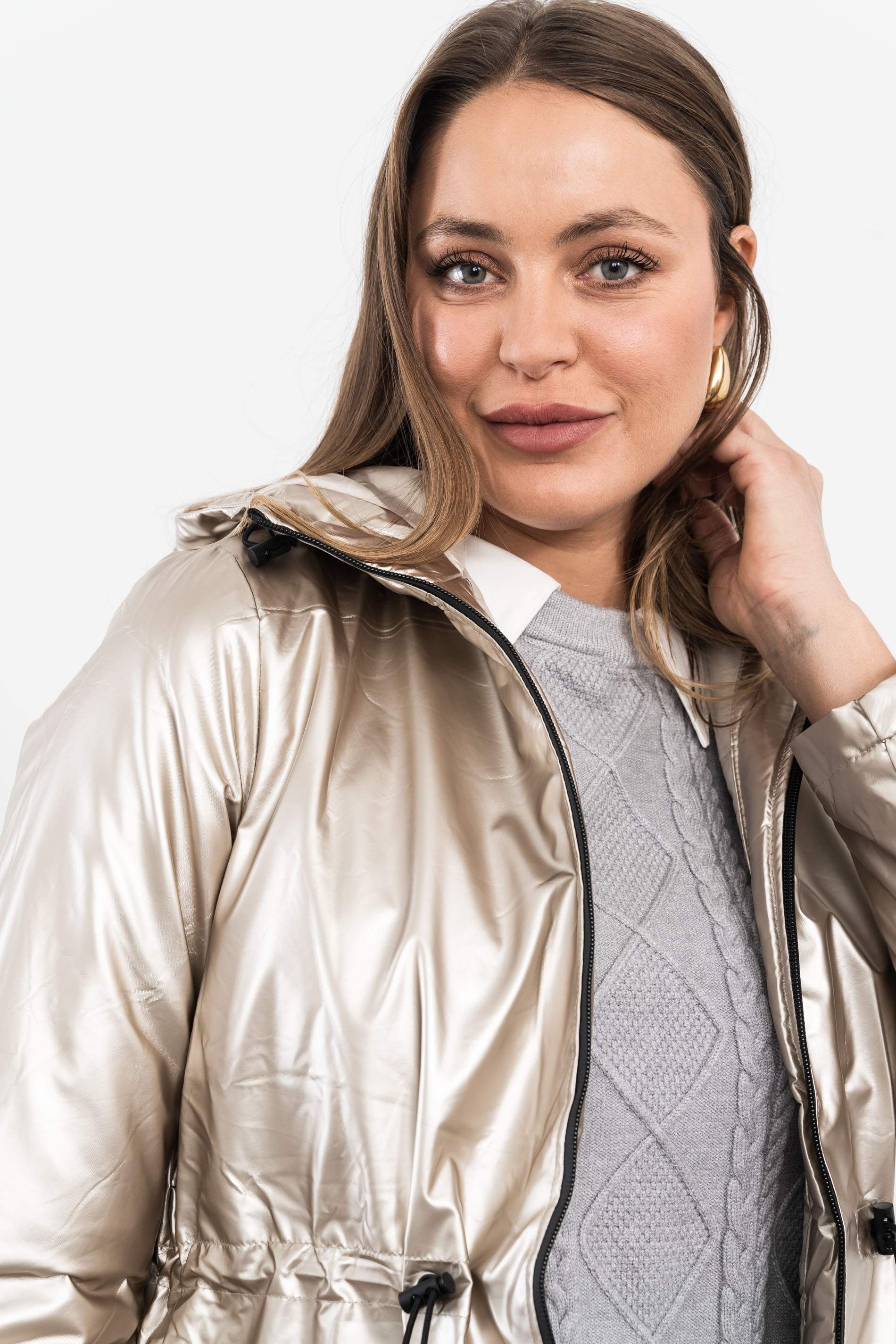 CHALECO COMBINADO BLUSA GRIS