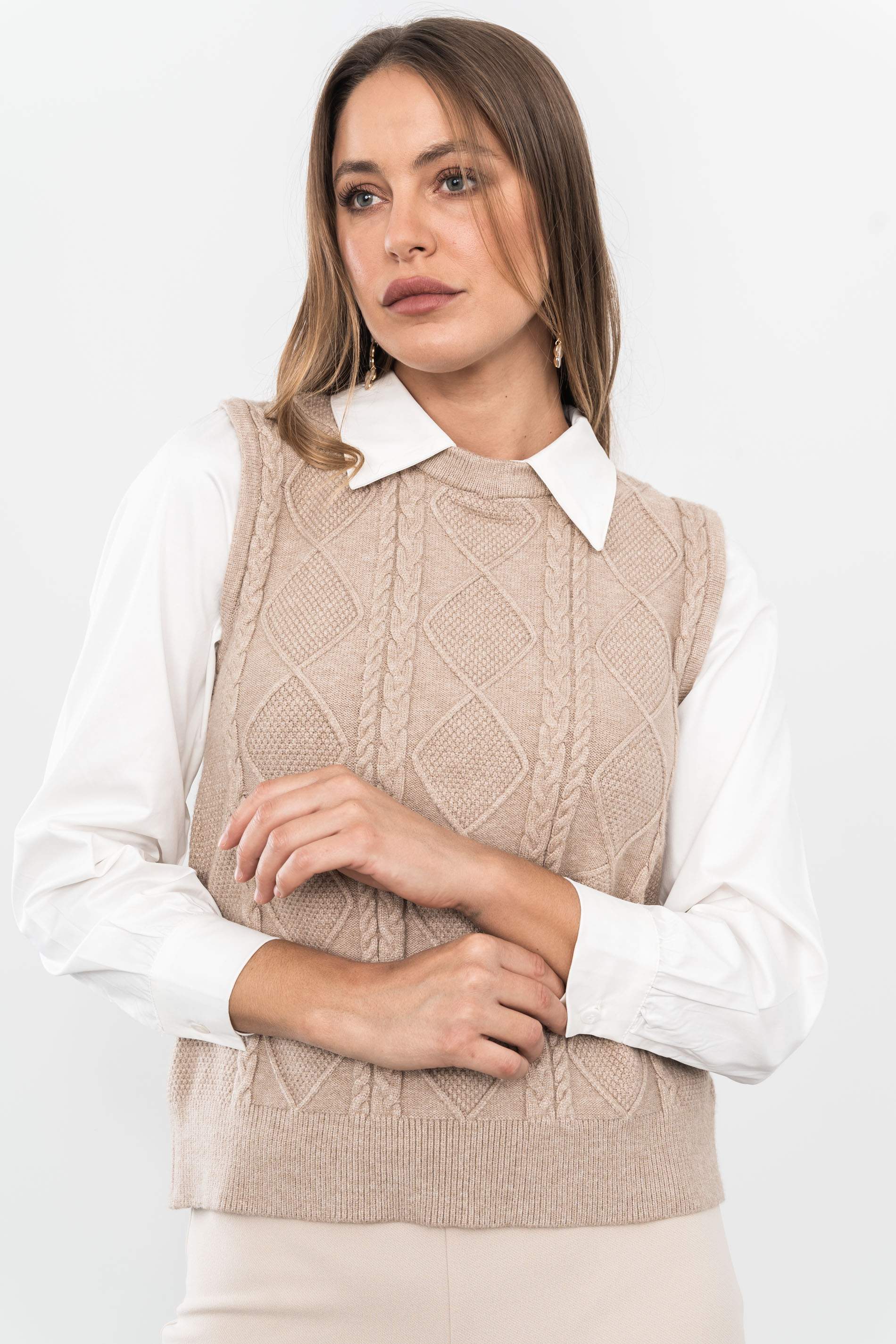 CHALECO COMBINADO BLUSA ARENA