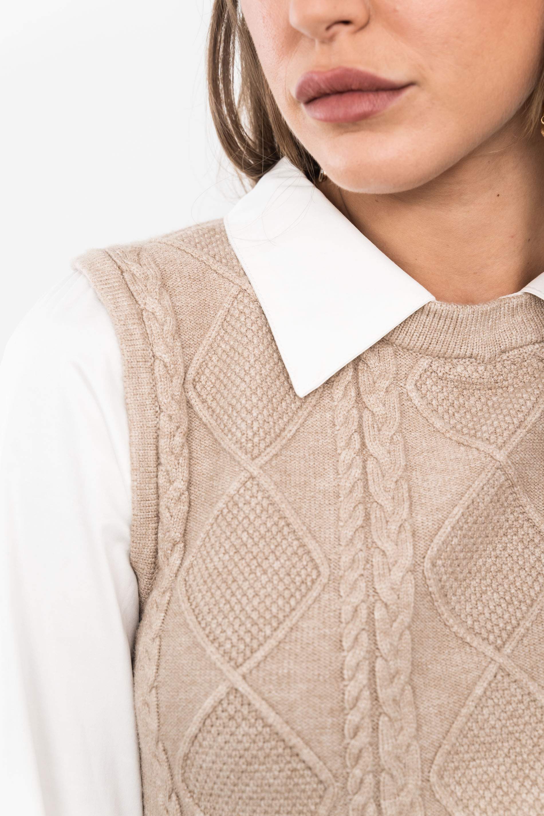 CHALECO COMBINADO BLUSA ARENA