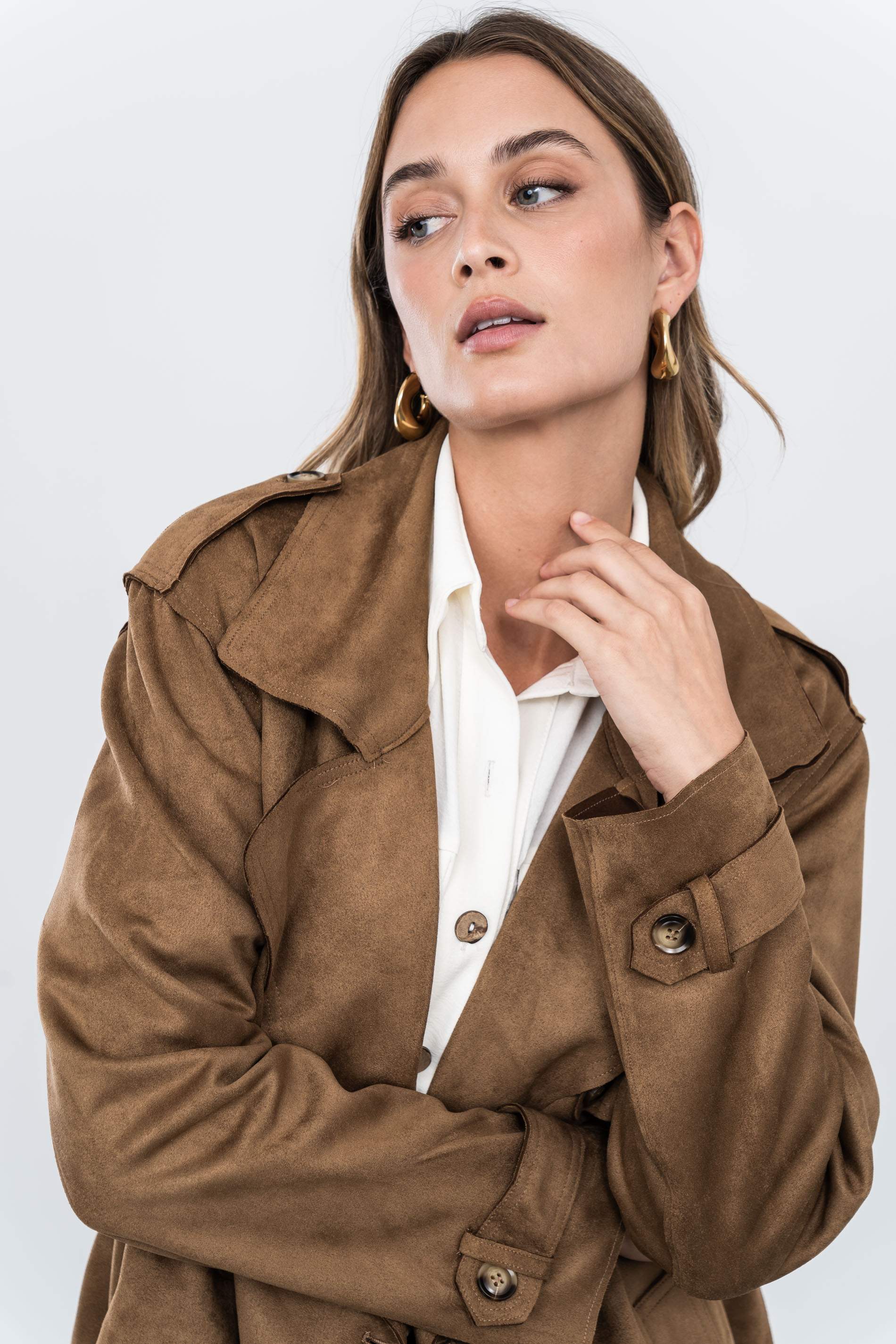 GABARDINA CORTA EFECTO ANTE CAMEL