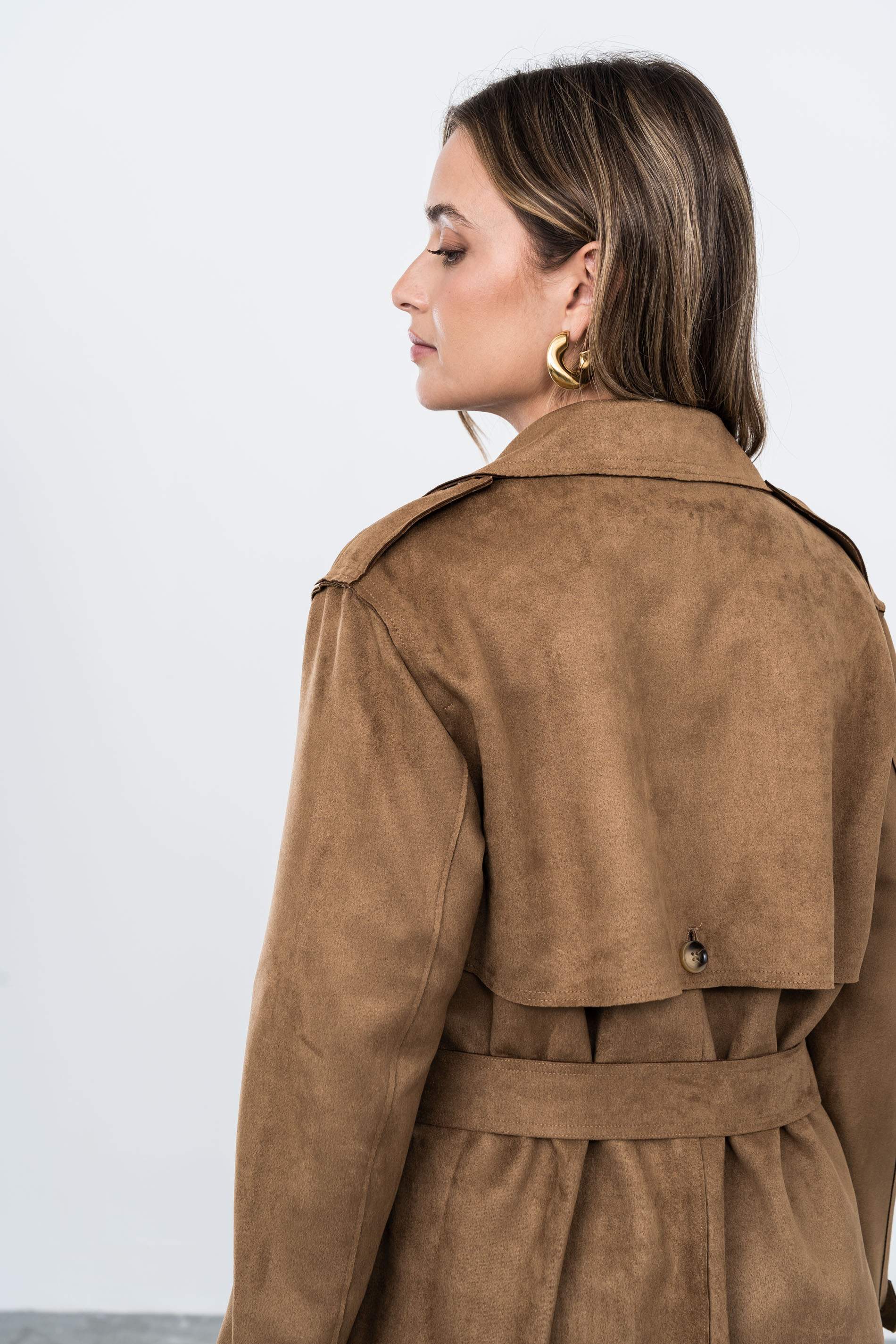 GABARDINA CORTA EFECTO ANTE CAMEL