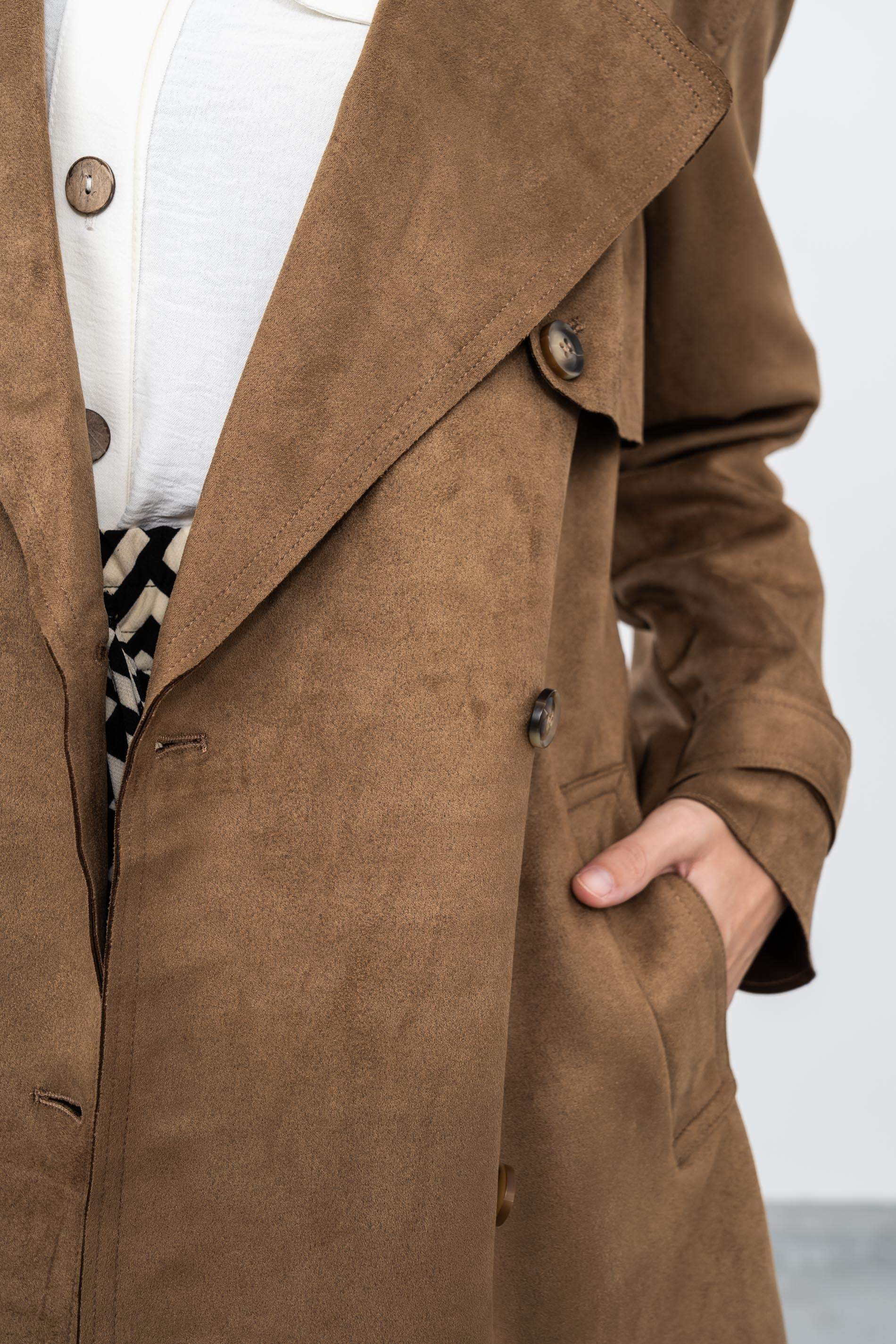GABARDINA CORTA EFECTO ANTE CAMEL