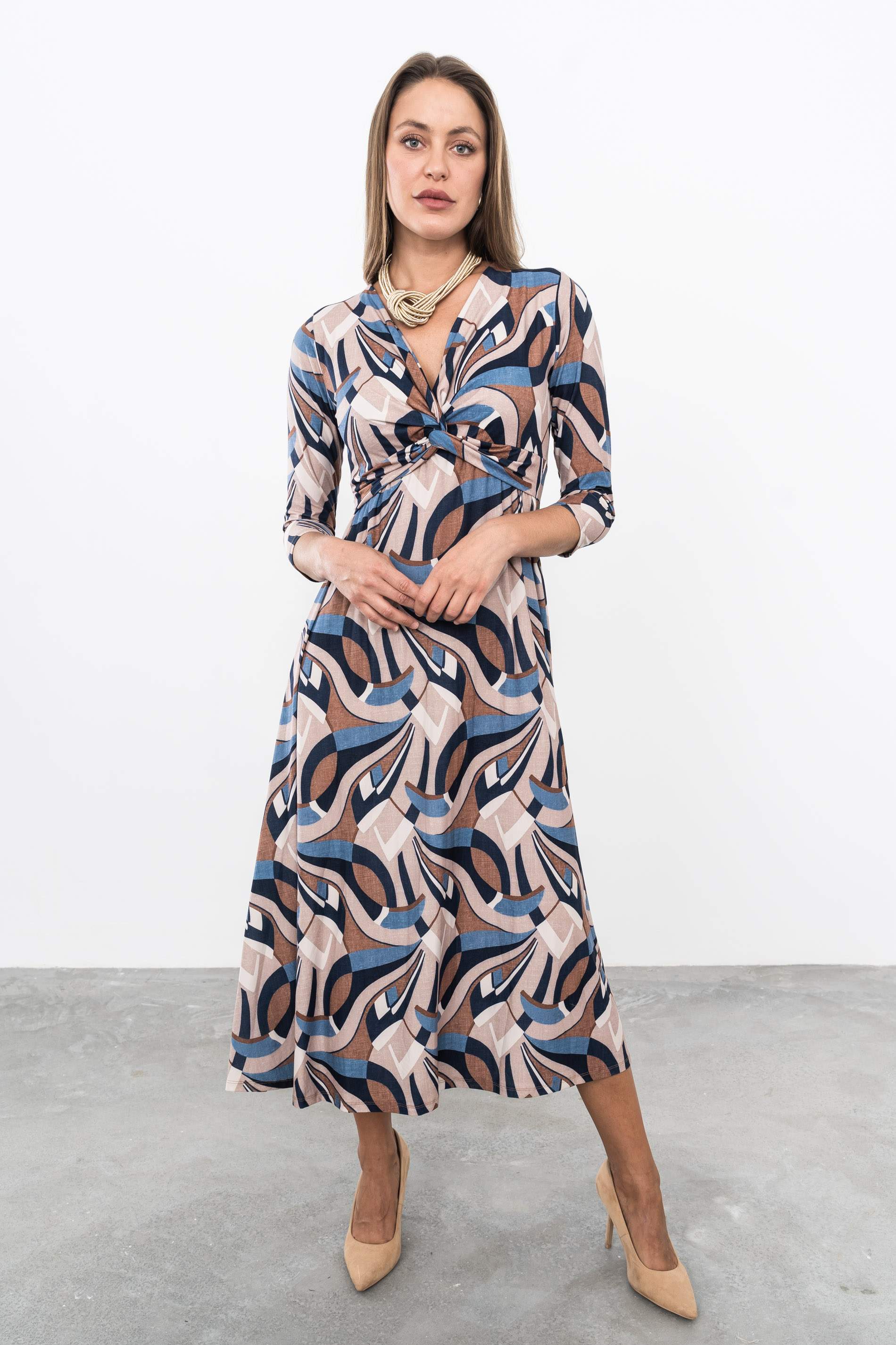 VESTIDO NUDO ESTAMPADO LARGO