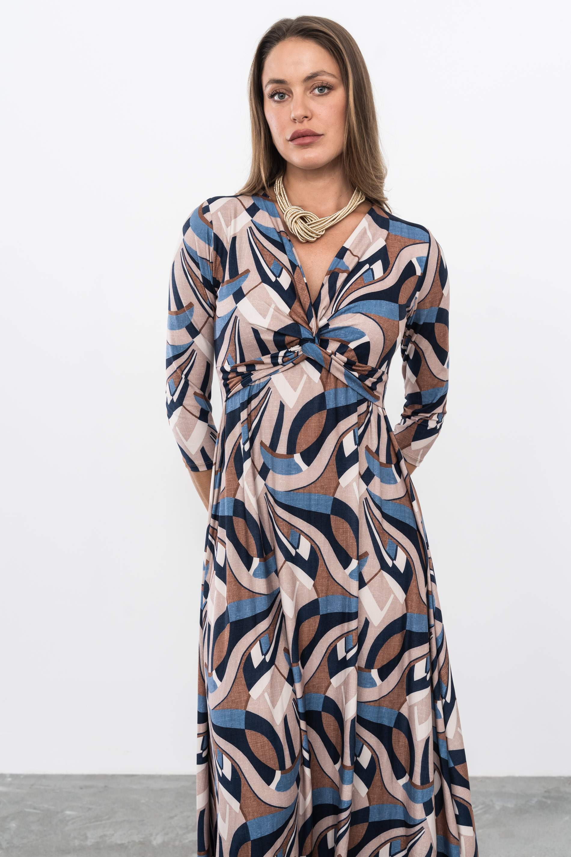 VESTIDO NUDO ESTAMPADO LARGO