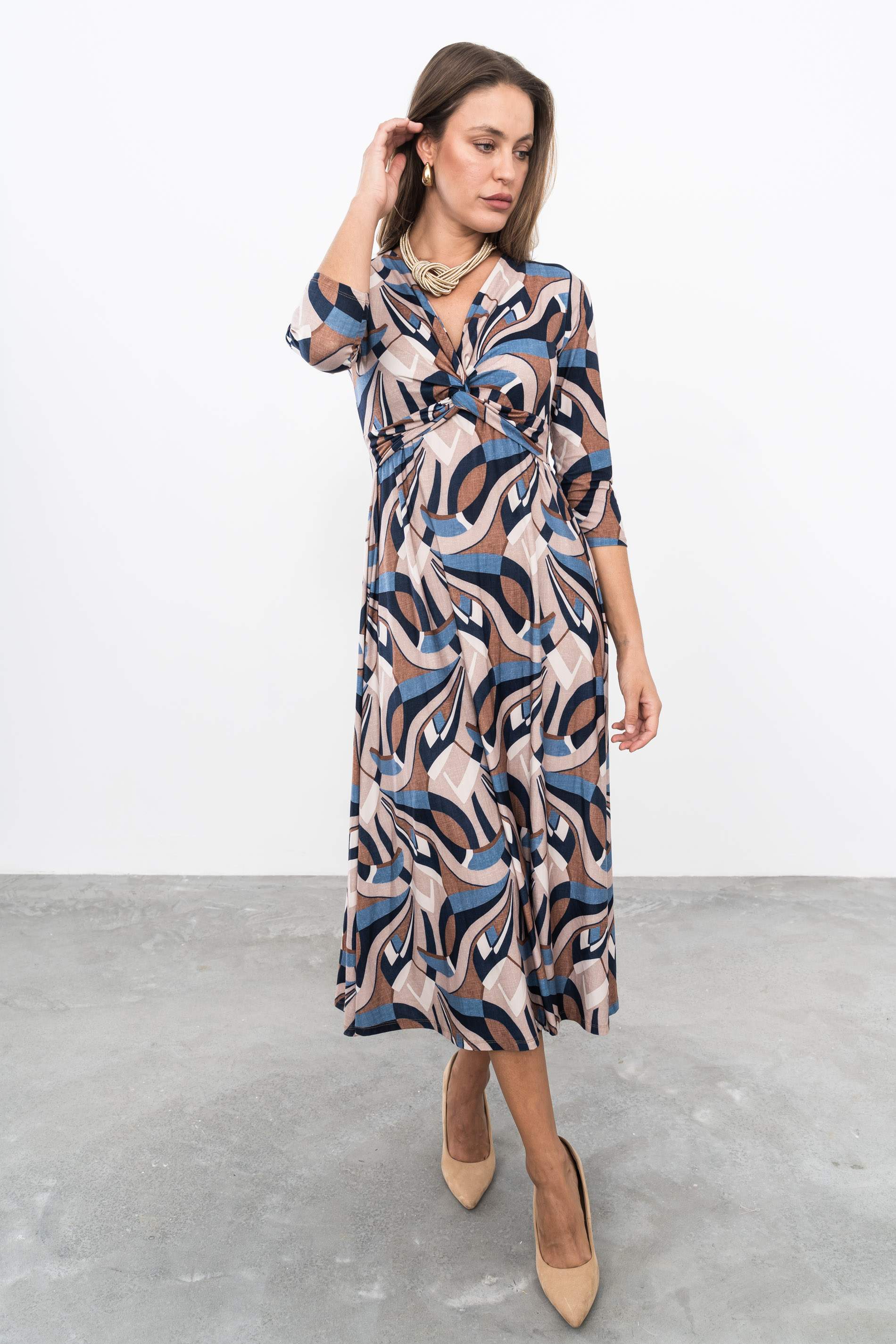 VESTIDO NUDO ESTAMPADO LARGO