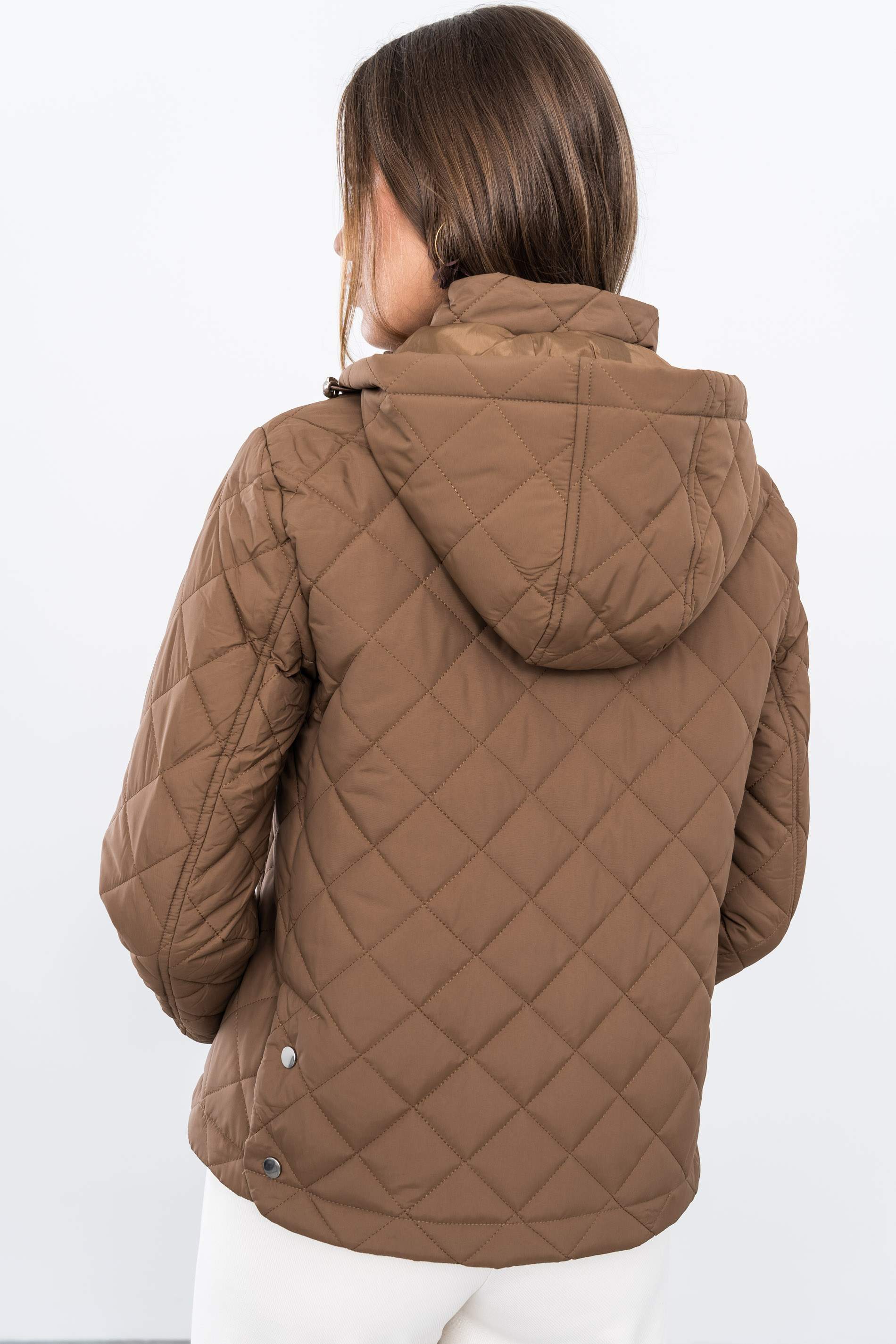 PARKA ROMBOS PESPUNTES MARRÓN