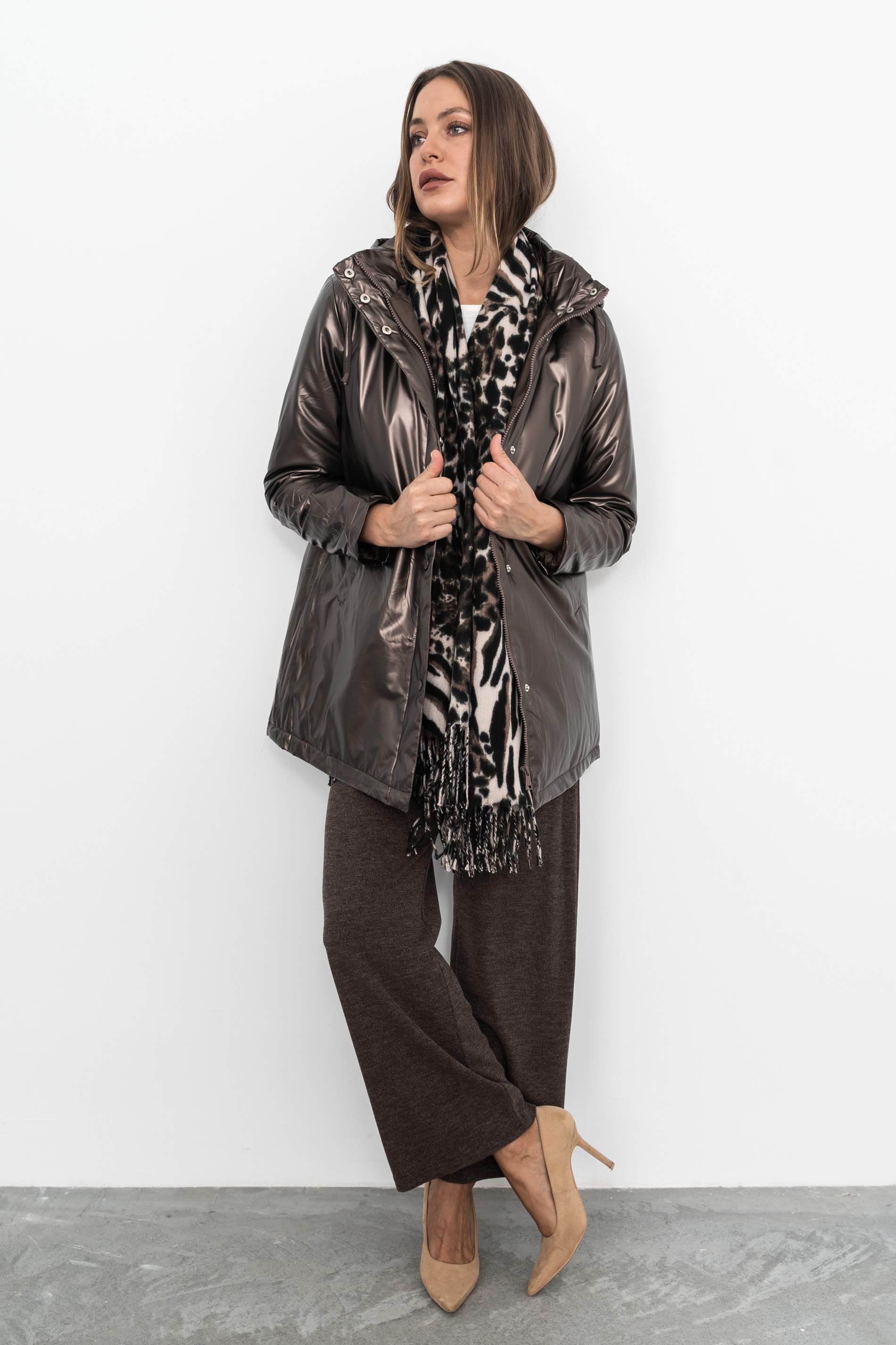 PARKA ACOLCHADA METALIZADA MARRÓN