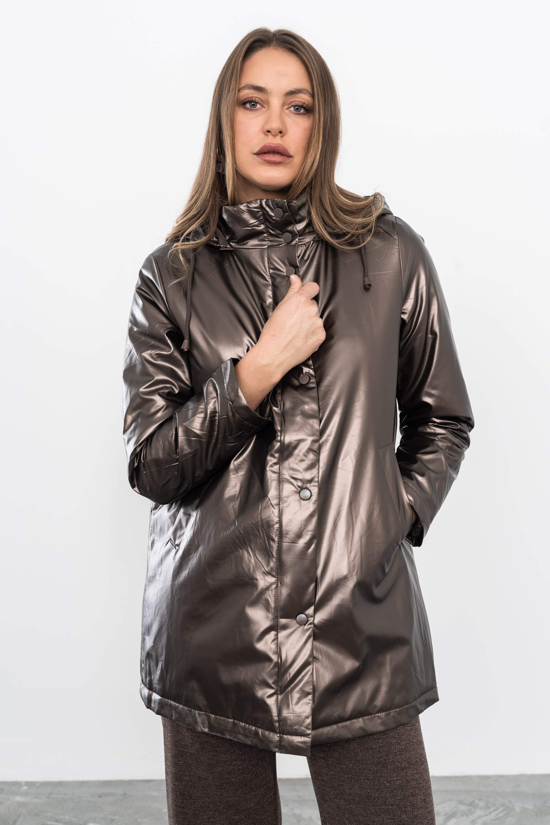 PARKA ACOLCHADA METALIZADA MARRÓN