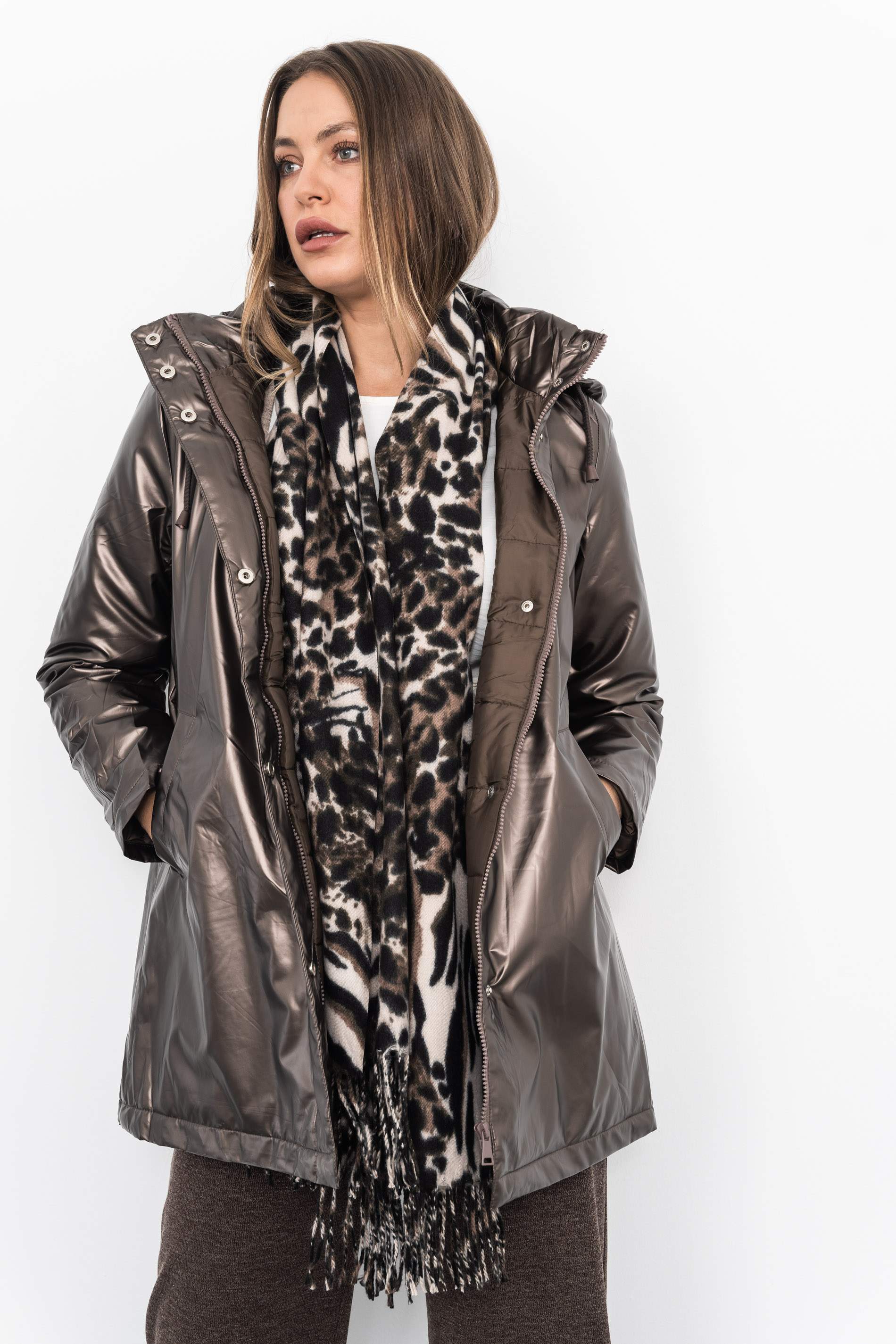 PARKA ACOLCHADA METALIZADA MARRÓN