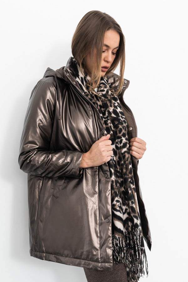 PARKA ACOLCHADA METALIZADA MARRÓN