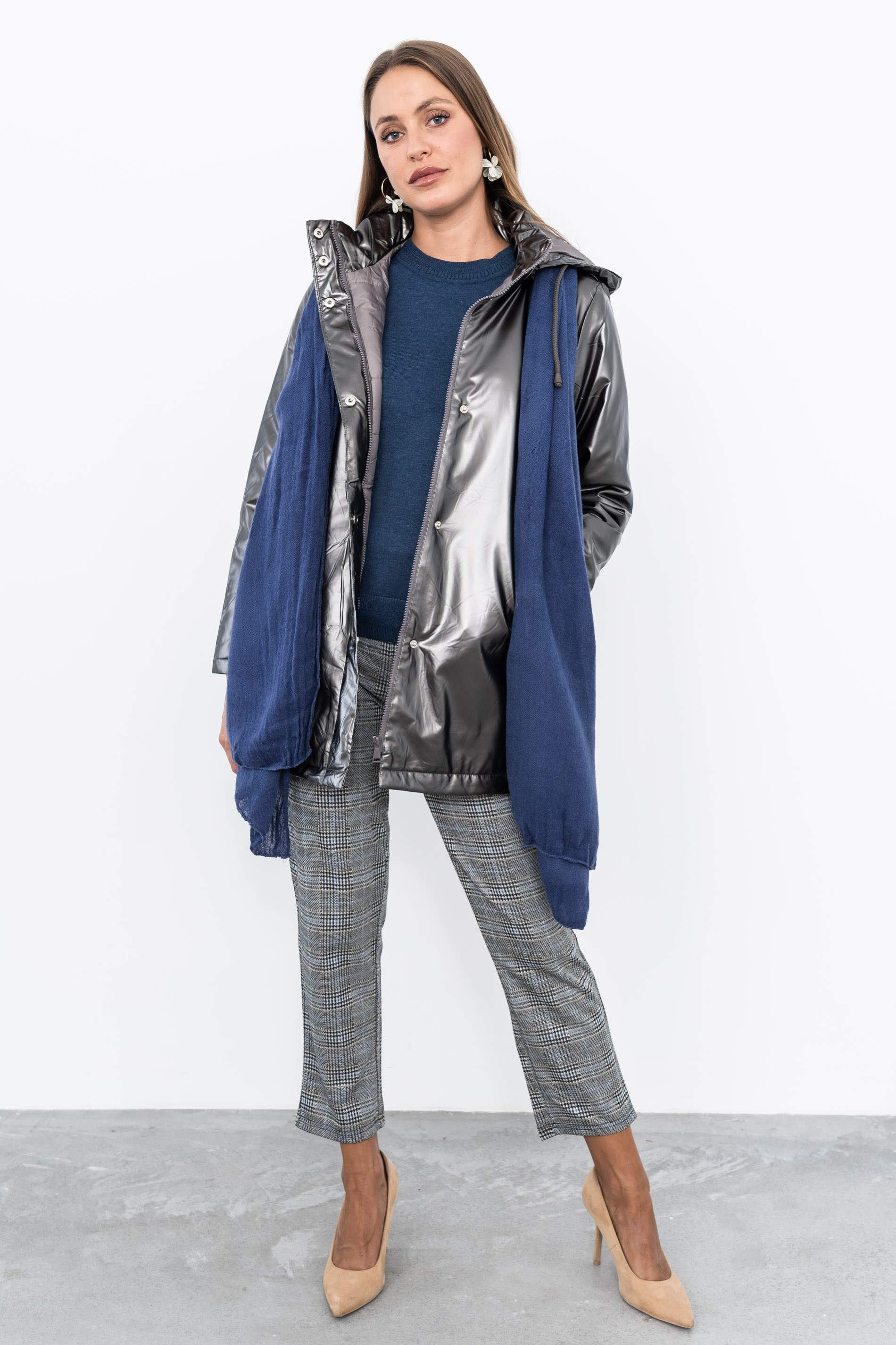 PARKA ACOLCHADA METALIZADA PLOMO