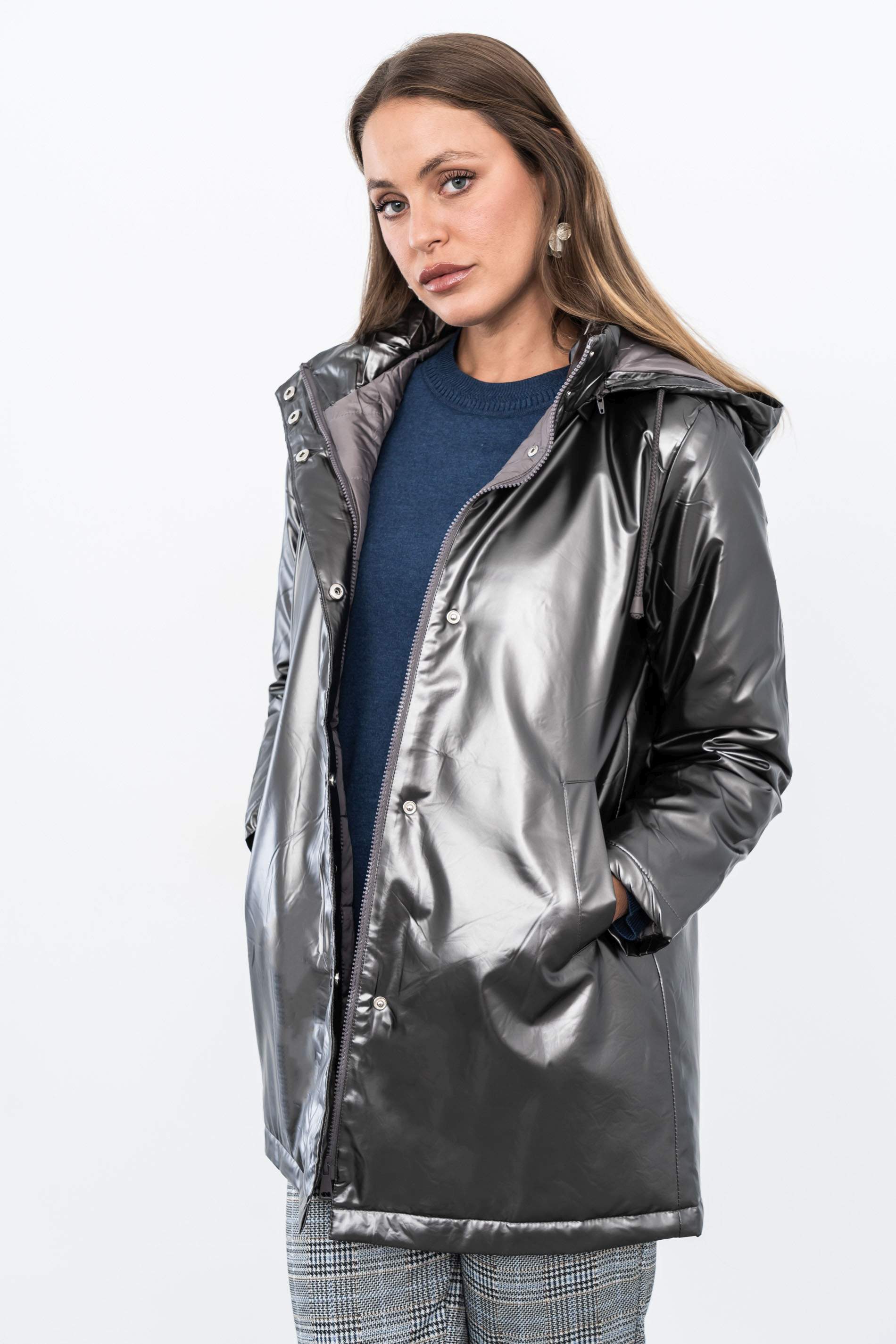 PARKA ACOLCHADA METALIZADA PLOMO