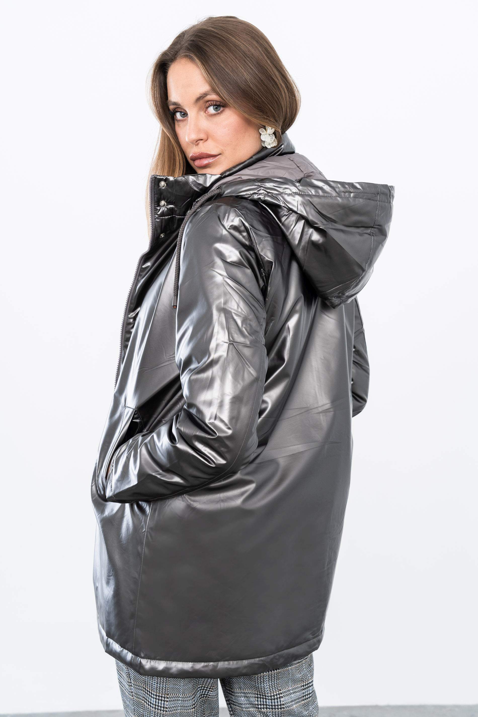 PARKA ACOLCHADA METALIZADA PLOMO